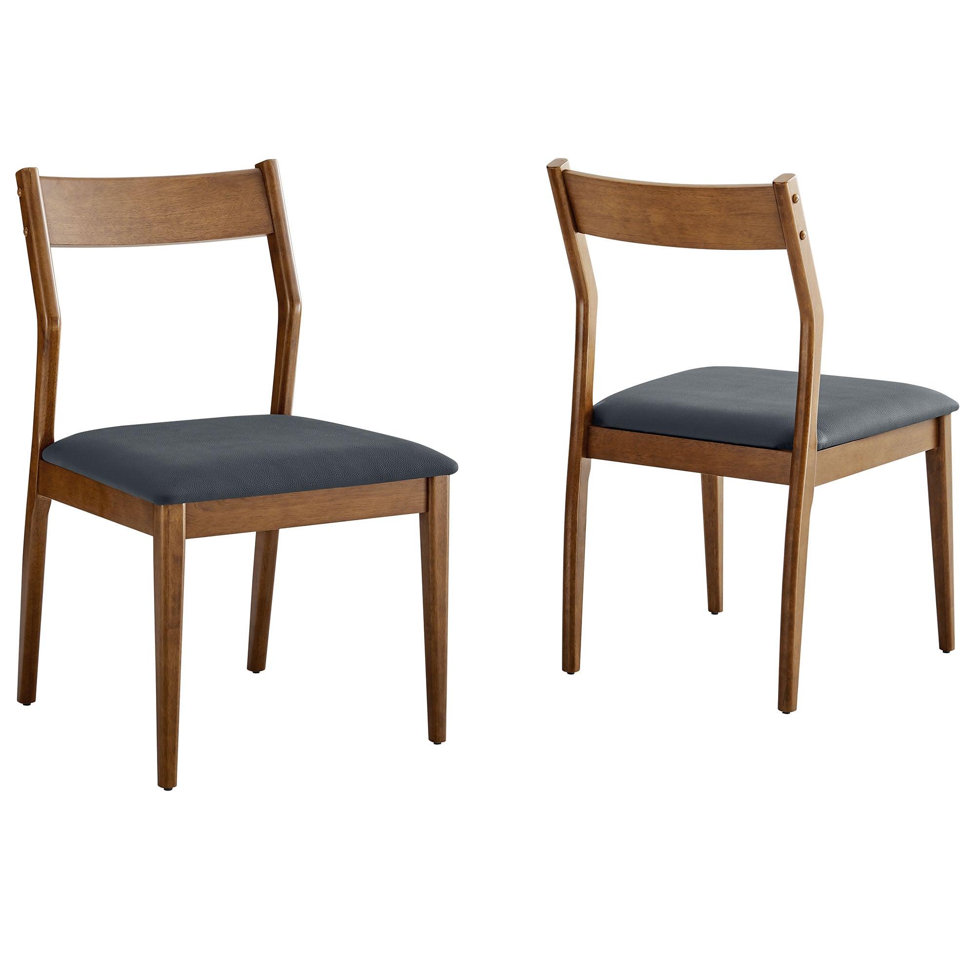 Solara Vegan Leather Wood Dining Side Chairs Set of 2