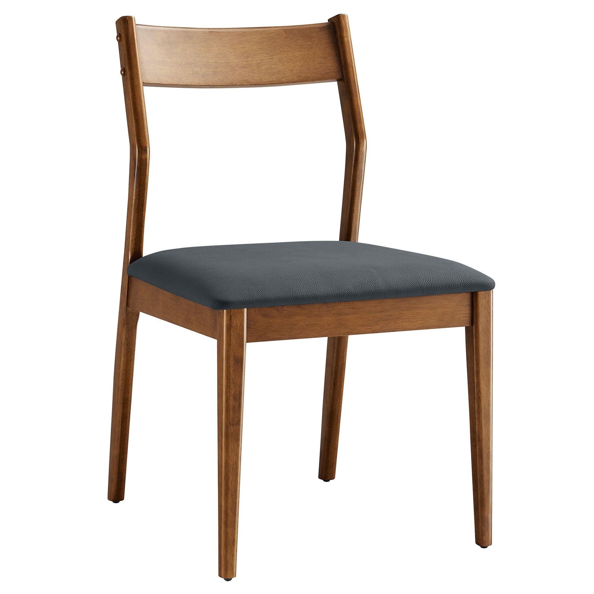 Solara Vegan Leather Wood Dining Side Chairs Set of 2