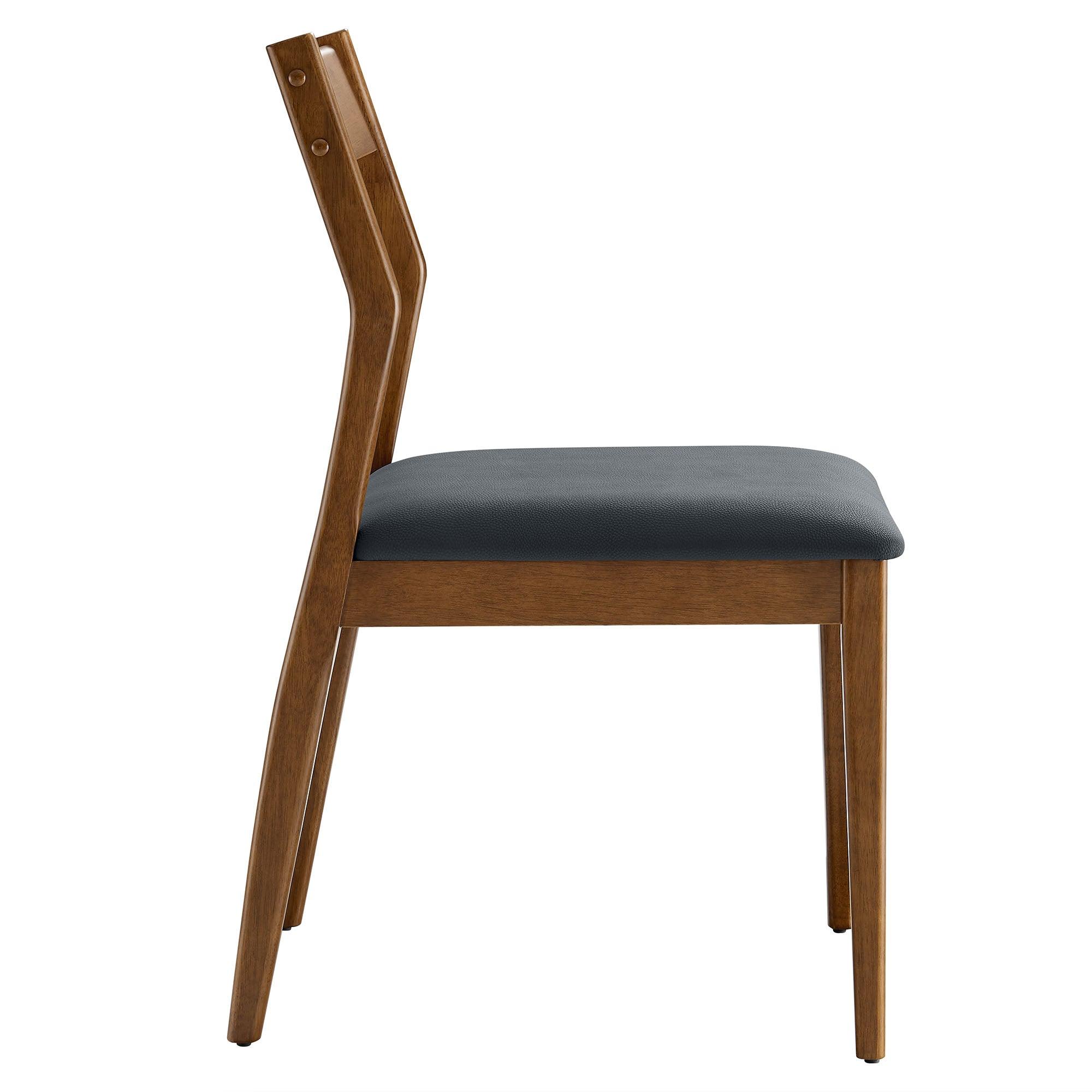 Solara Vegan Leather Wood Dining Side Chairs Set of 2
