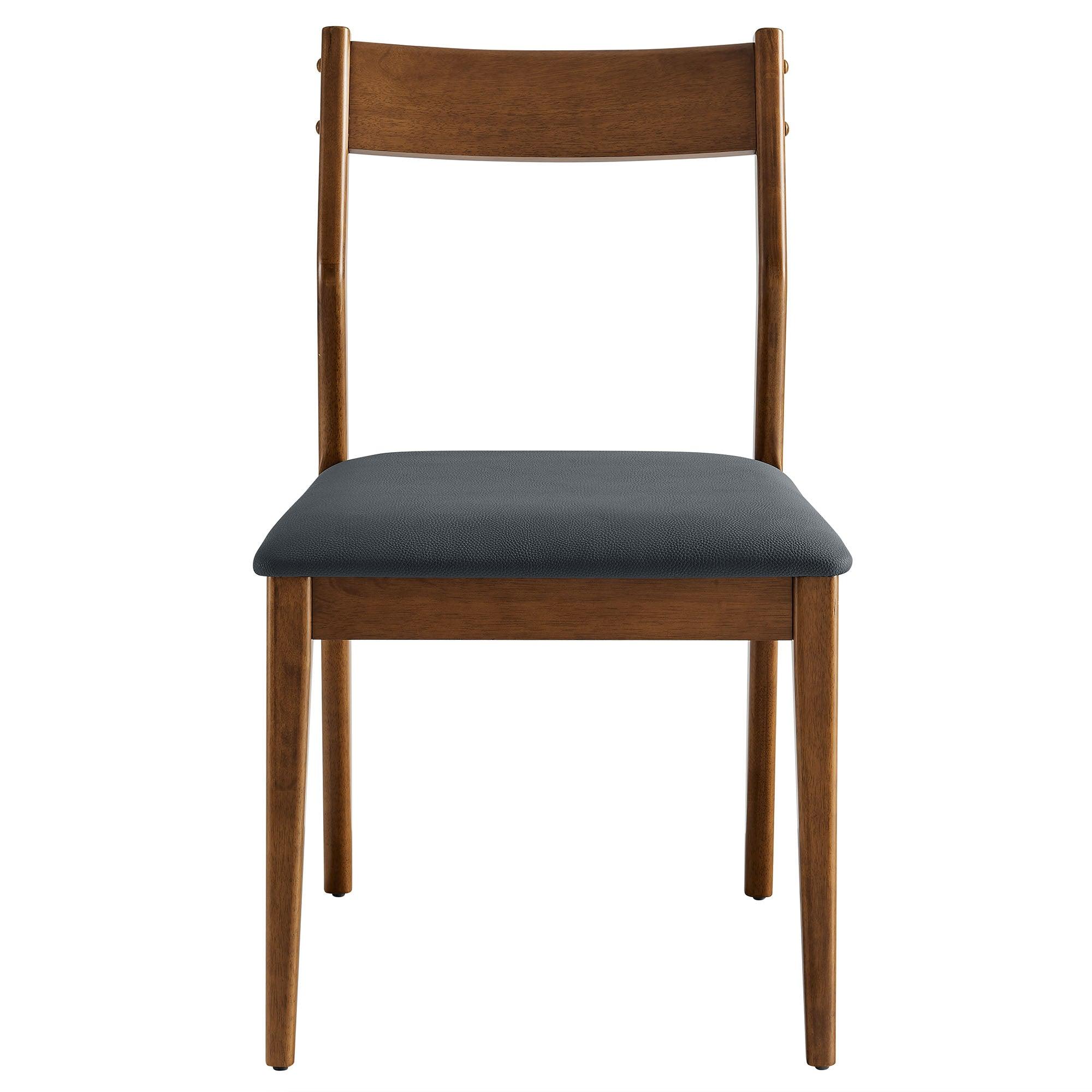 Solara Vegan Leather Wood Dining Side Chairs Set of 2