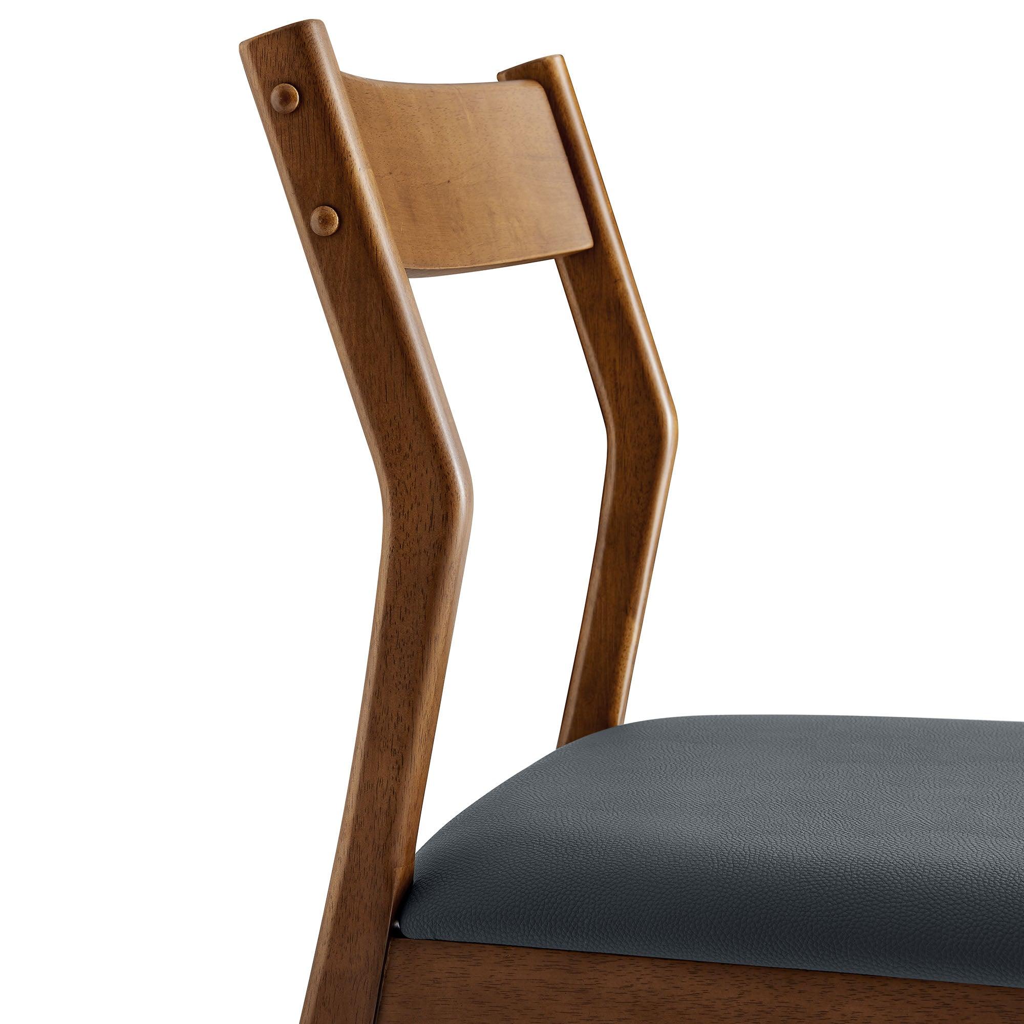 Solara Vegan Leather Wood Dining Side Chairs Set of 2
