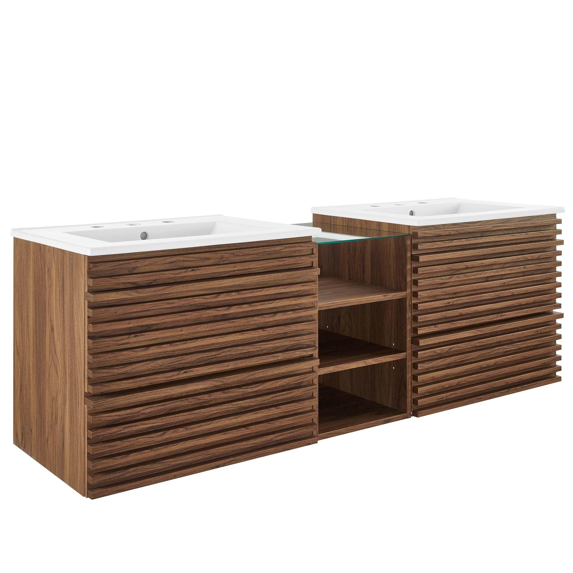 Render 62" Wall-Mount Double Sink Bathroom Vanity