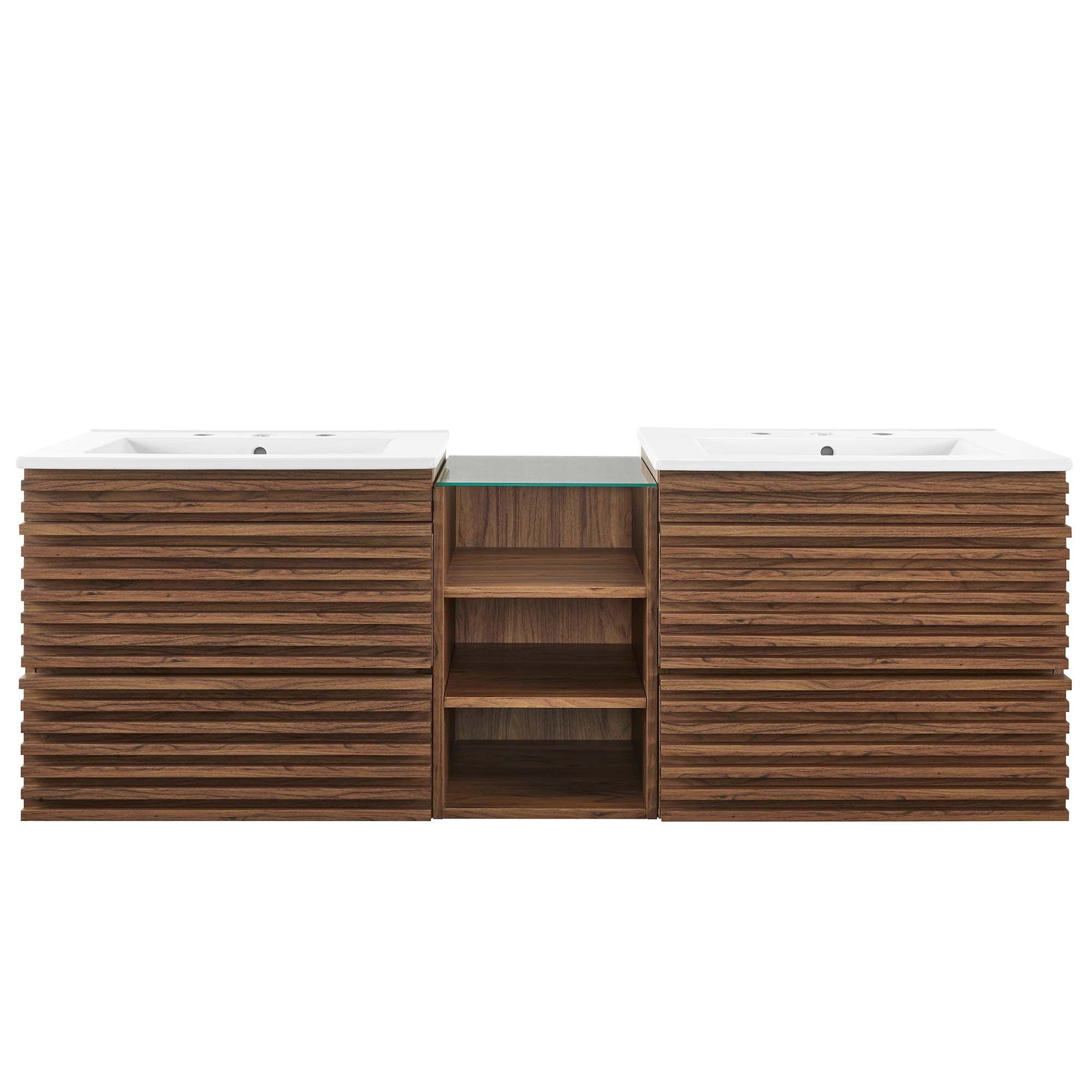 Render 62" Wall-Mount Double Sink Bathroom Vanity