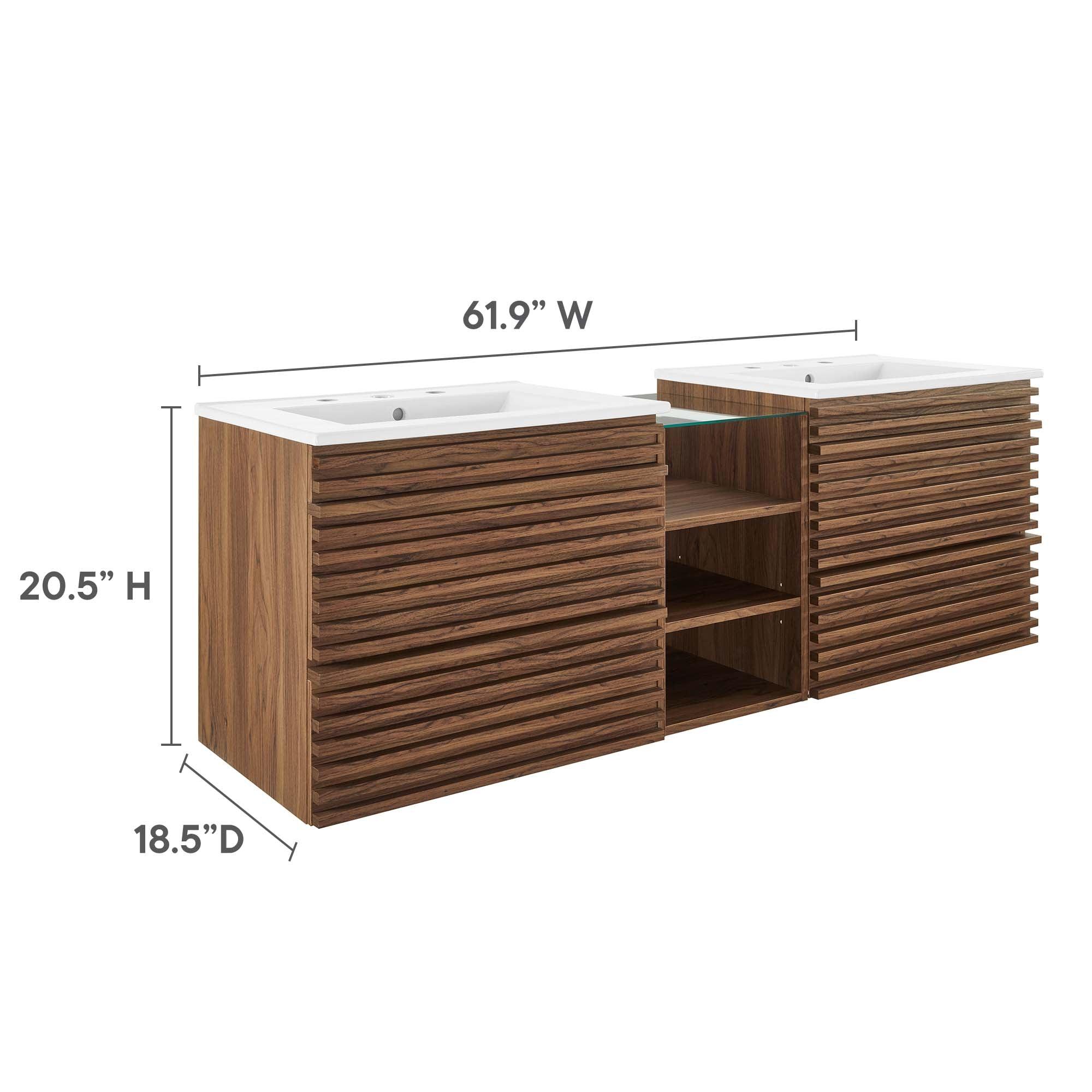 Render 62" Wall-Mount Double Sink Bathroom Vanity