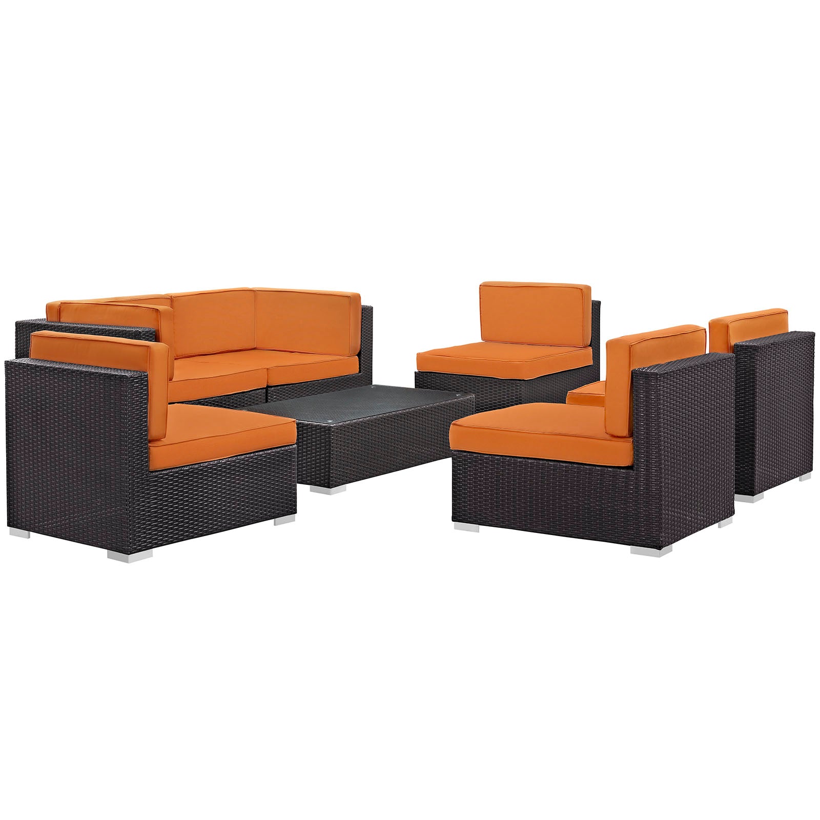 Aero 7 Piece Outdoor Patio Sectional Set-Outdoor Set-Modway-Wall2Wall Furnishings