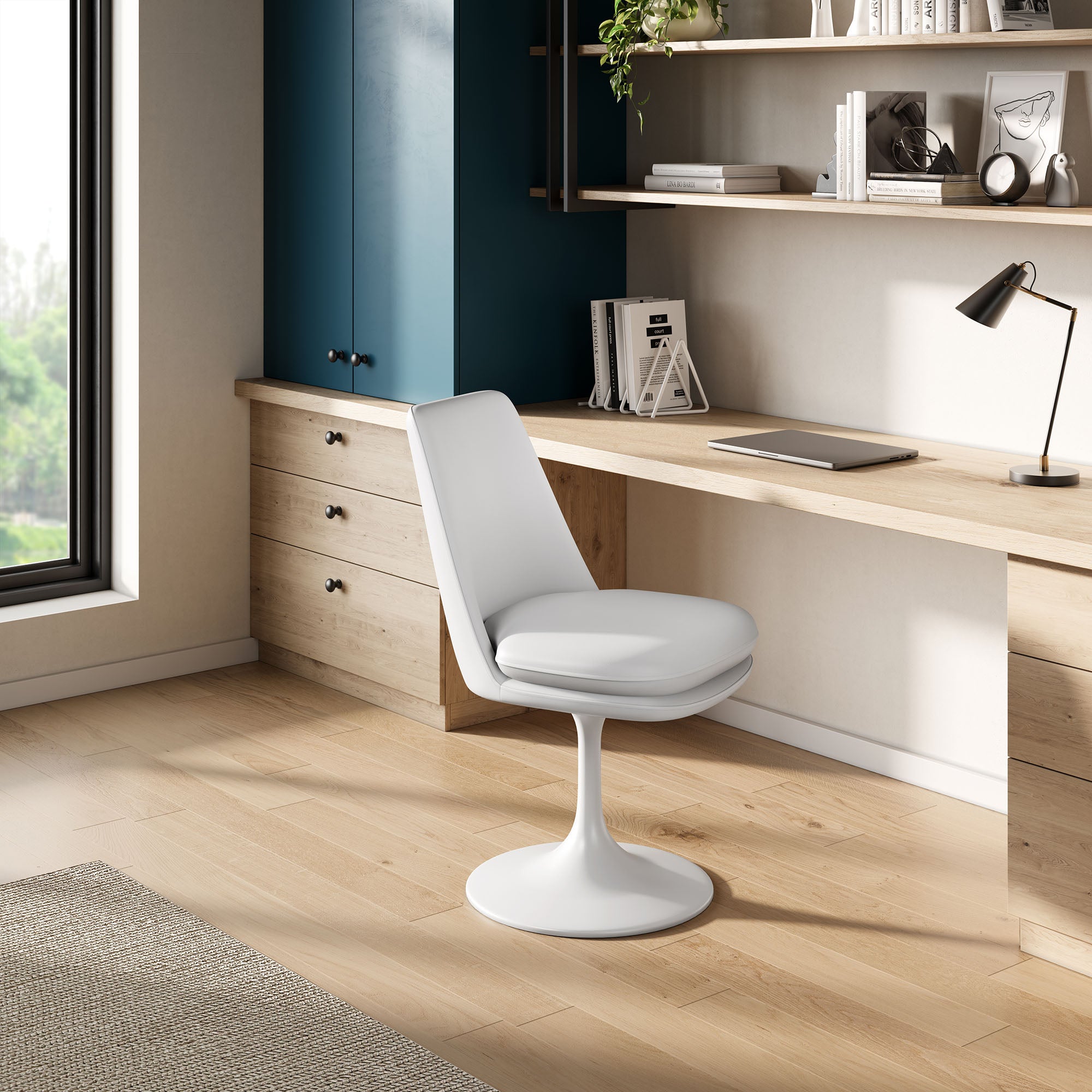 Lippa Swivel Dining Vegan Leather Side Chair