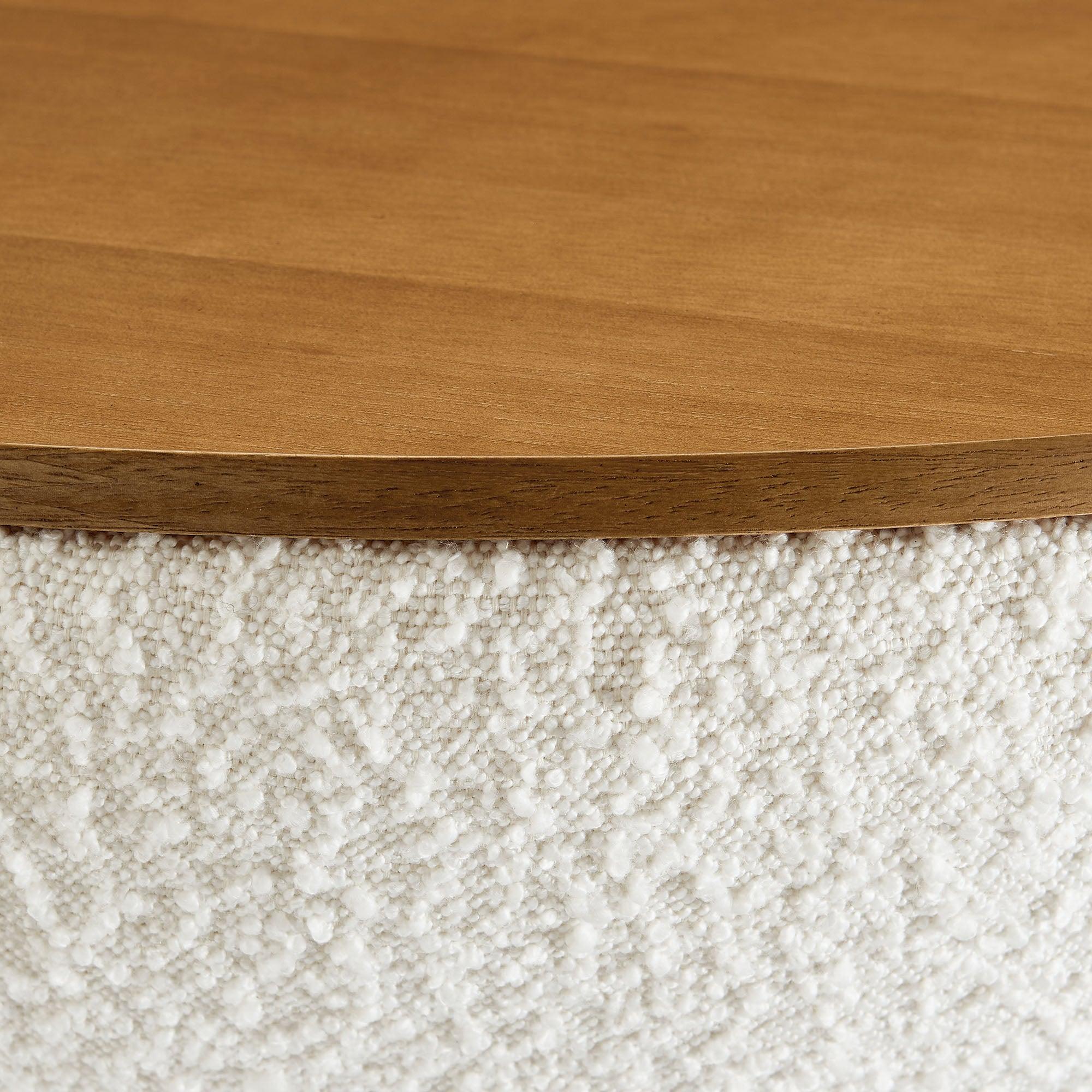 Tridome Round Boucle Upholstered Storage Coffee Table