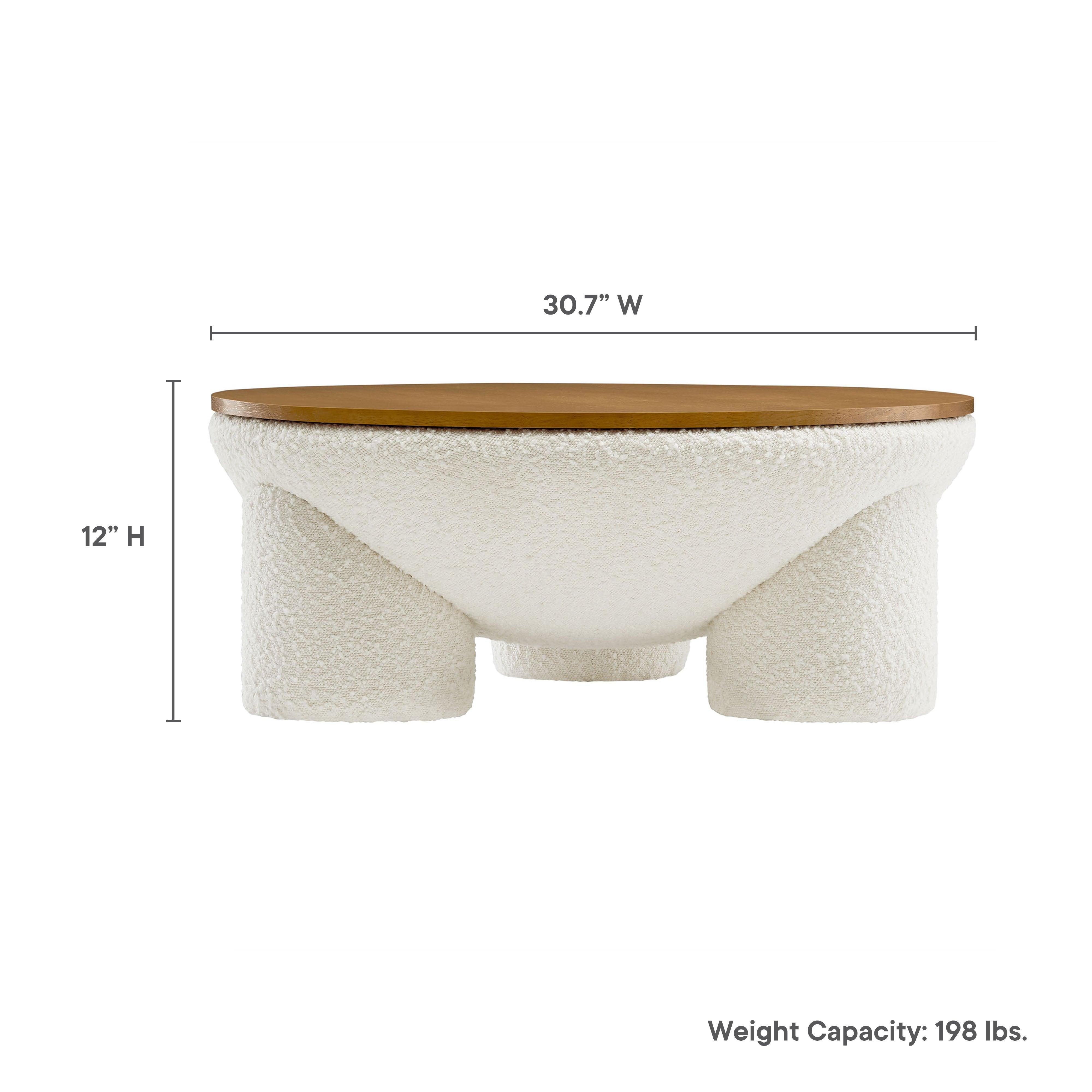 Tridome Round Boucle Upholstered Storage Coffee Table