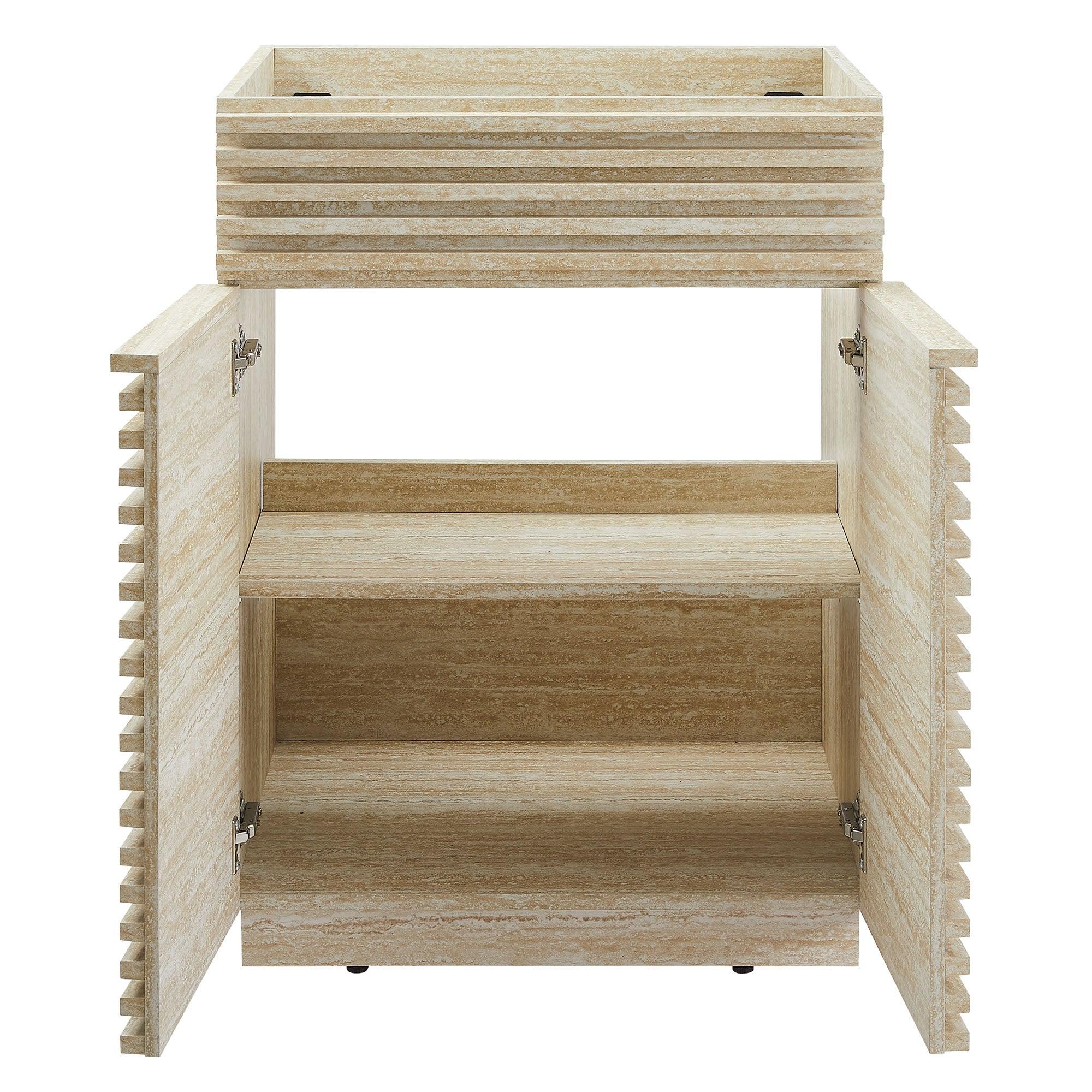 Render 24" Faux Travertine Bathroom Vanity Cabinet (Sink Not Included)