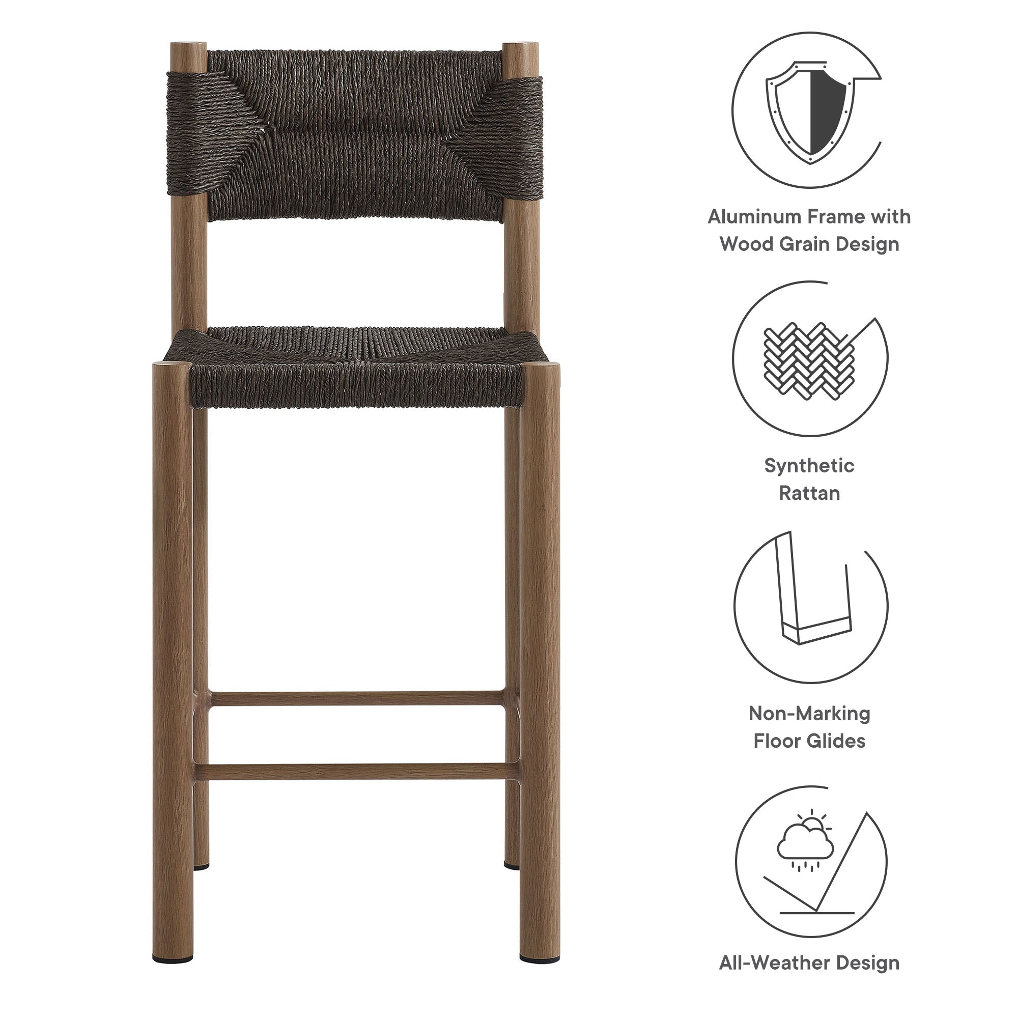 Parkland Outdoor Patio Rattan and Aluminum Counter Stools Set of 2