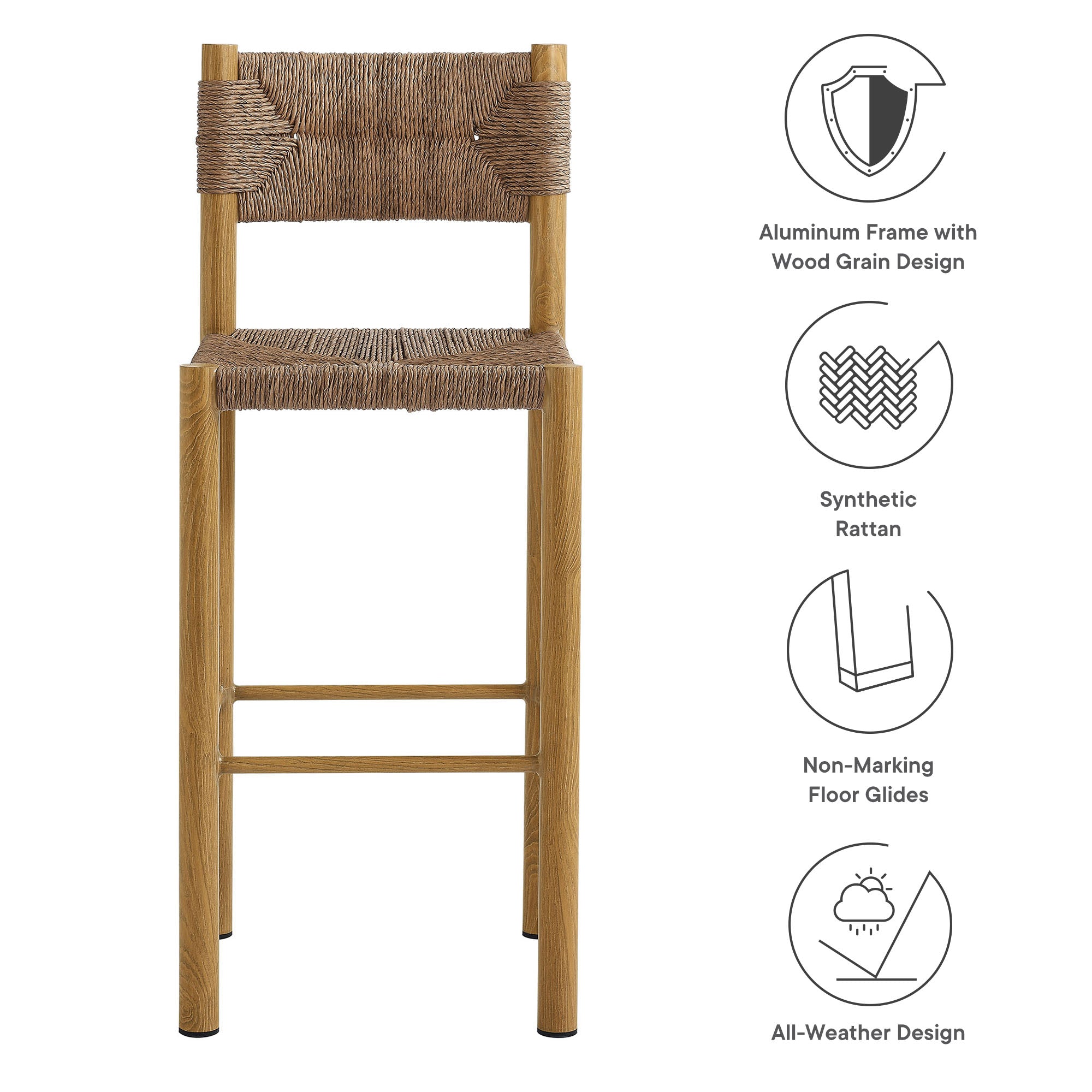 Parkland Outdoor Patio Rattan and Aluminum Bar Stools Set of 2