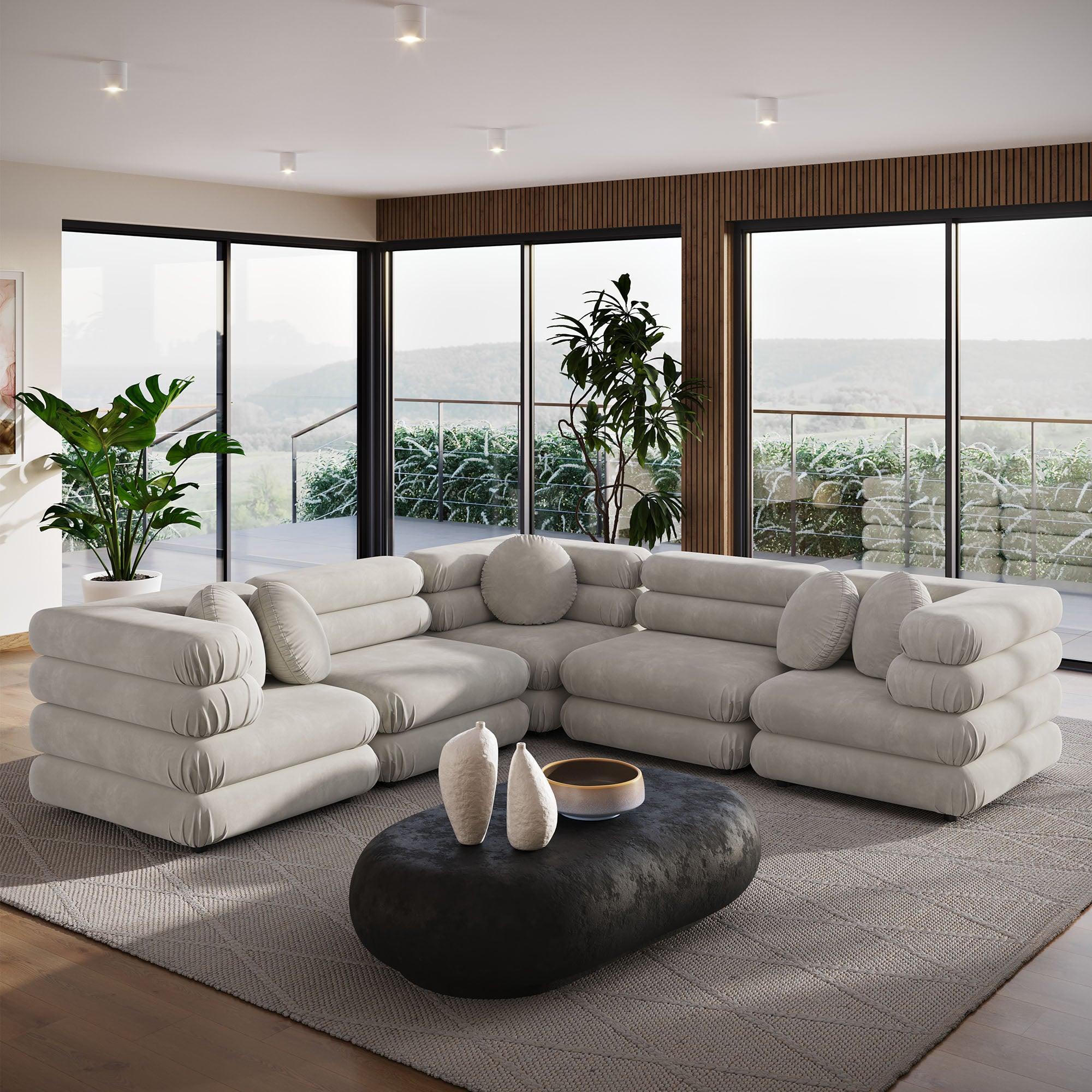 Jubilee 5-Piece Modular Performance Velvet Sectional Sofa