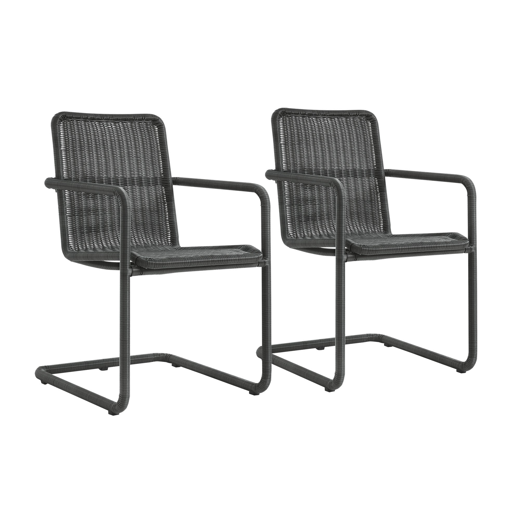 Abacus Outdoor Patio Wicker Dining Chairs Set of 2