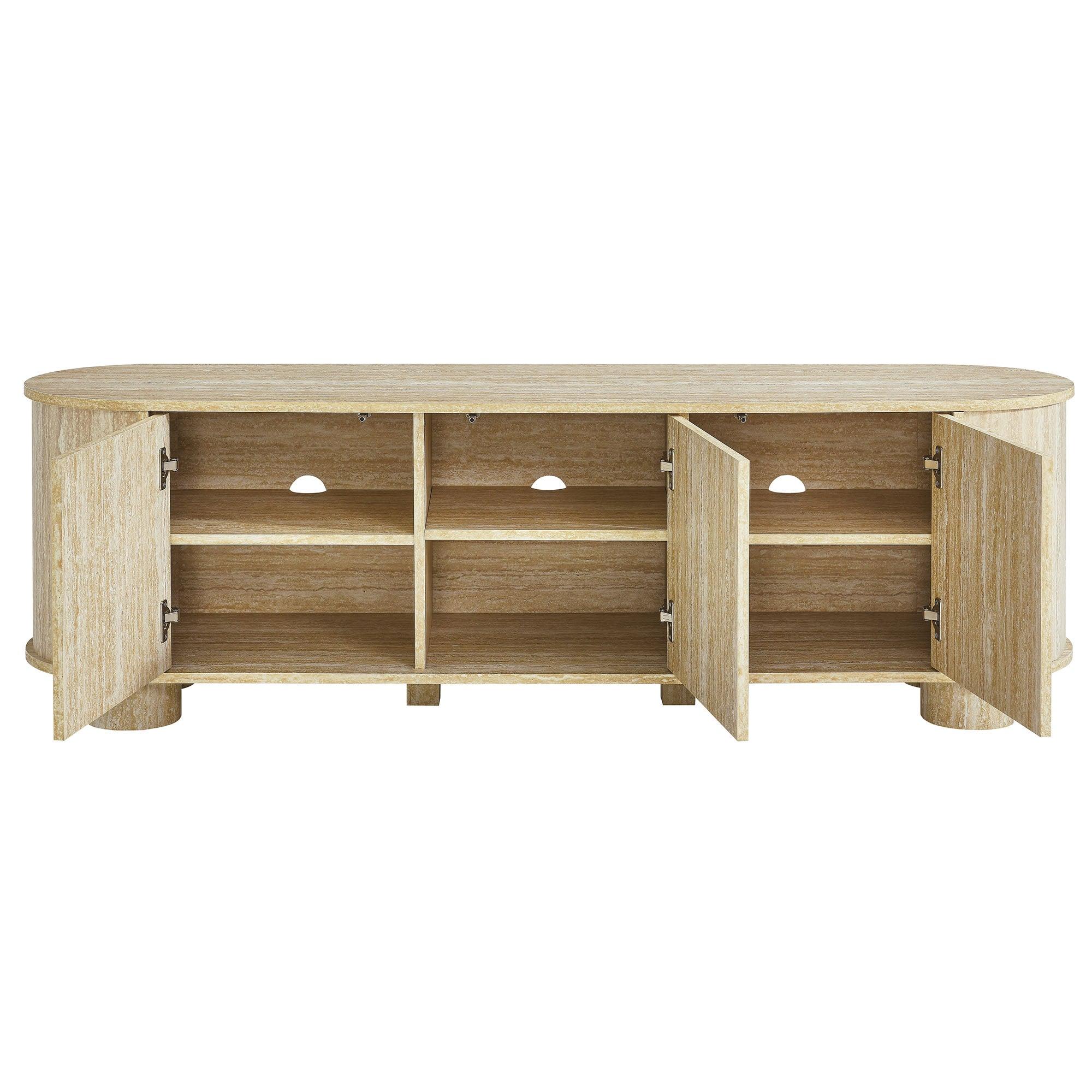 Overture 63” Oval Faux Travertine TV Stand