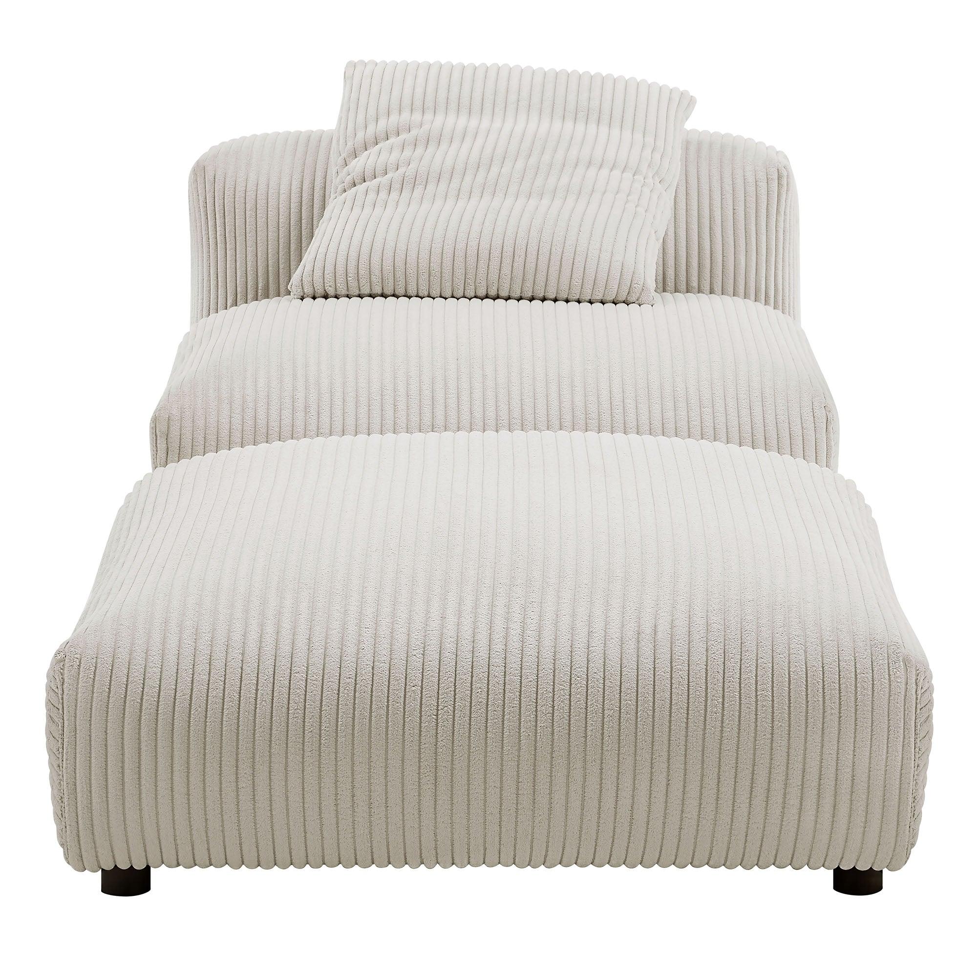 Solace Modular Corduroy Upholstered Armless Chair and Ottoman Set