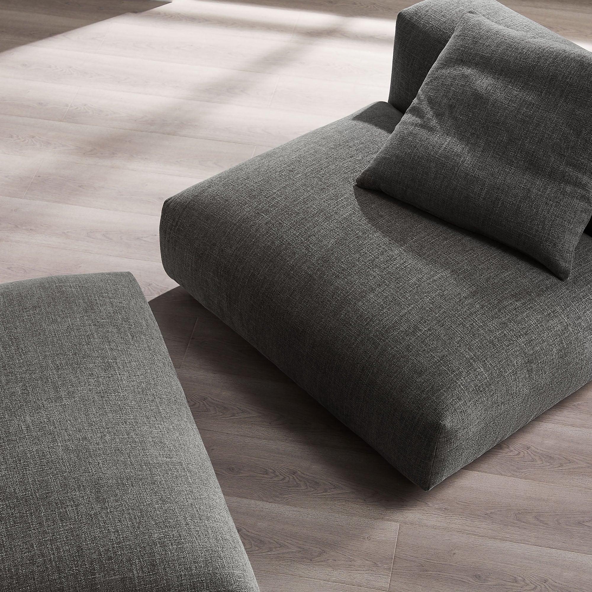 Solace Modular Upholstered Fabric Armless Chair and Ottoman Set