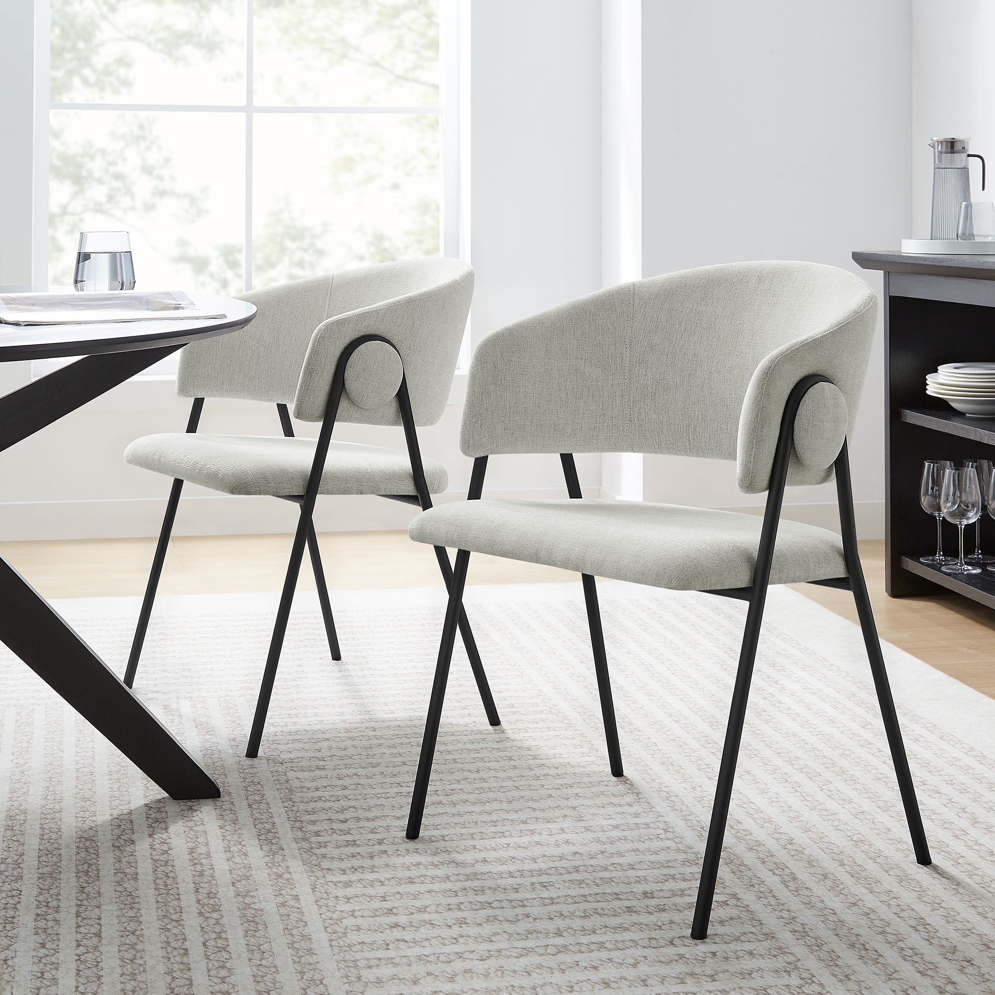 Nella Upholstered Heathered Chenille Dining Chairs Set of 2