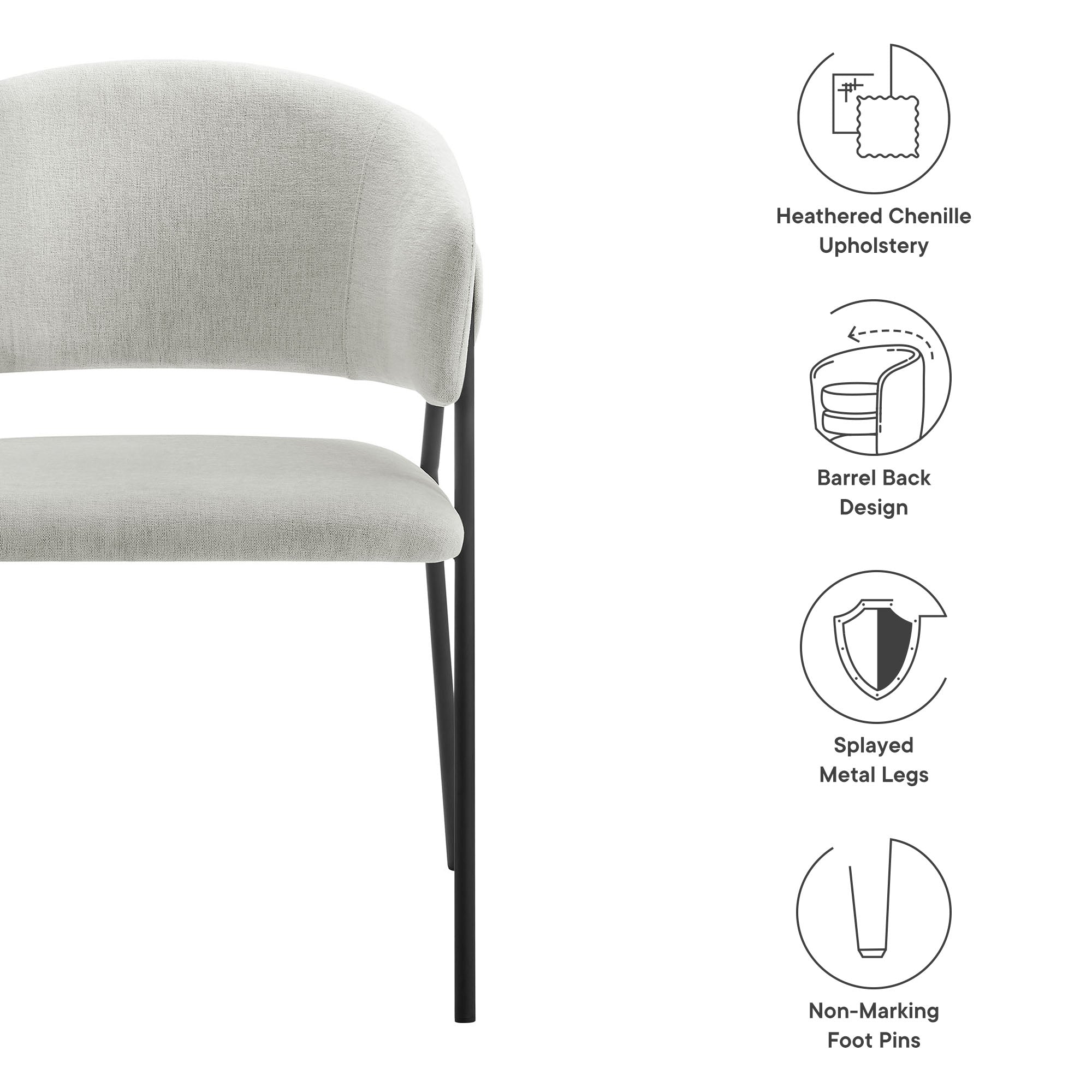 Nella Upholstered Heathered Chenille Dining Chairs Set of 2