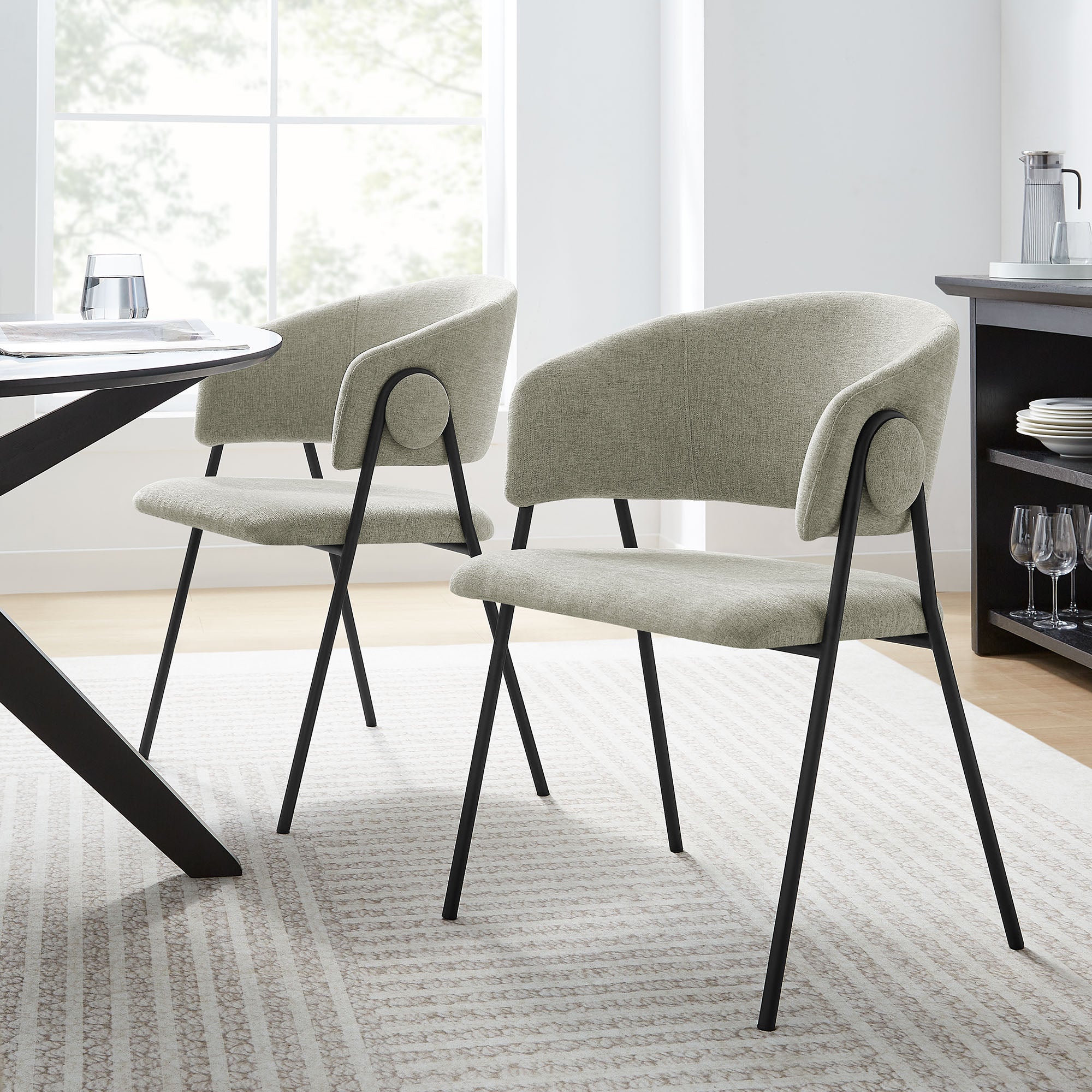 Nella Upholstered Heathered Chenille Dining Chairs Set of 2