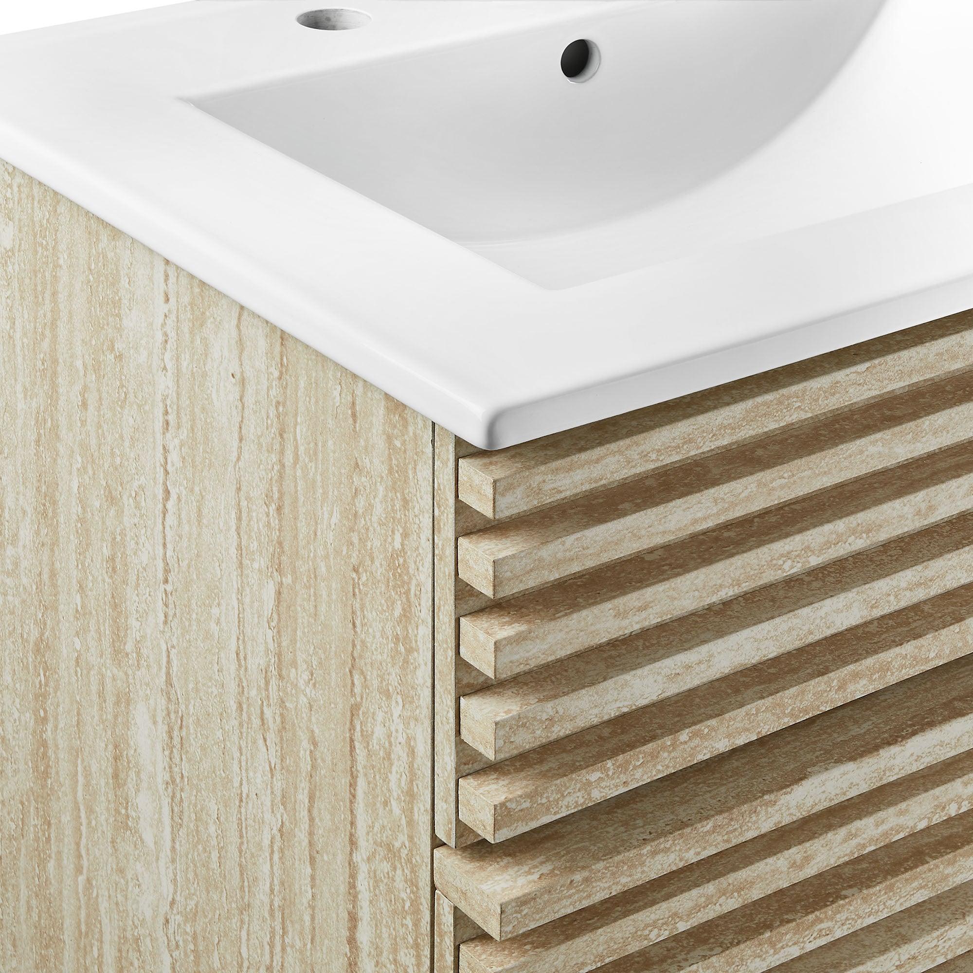 Render 24" Faux Travertine Bathroom Vanity With Sink