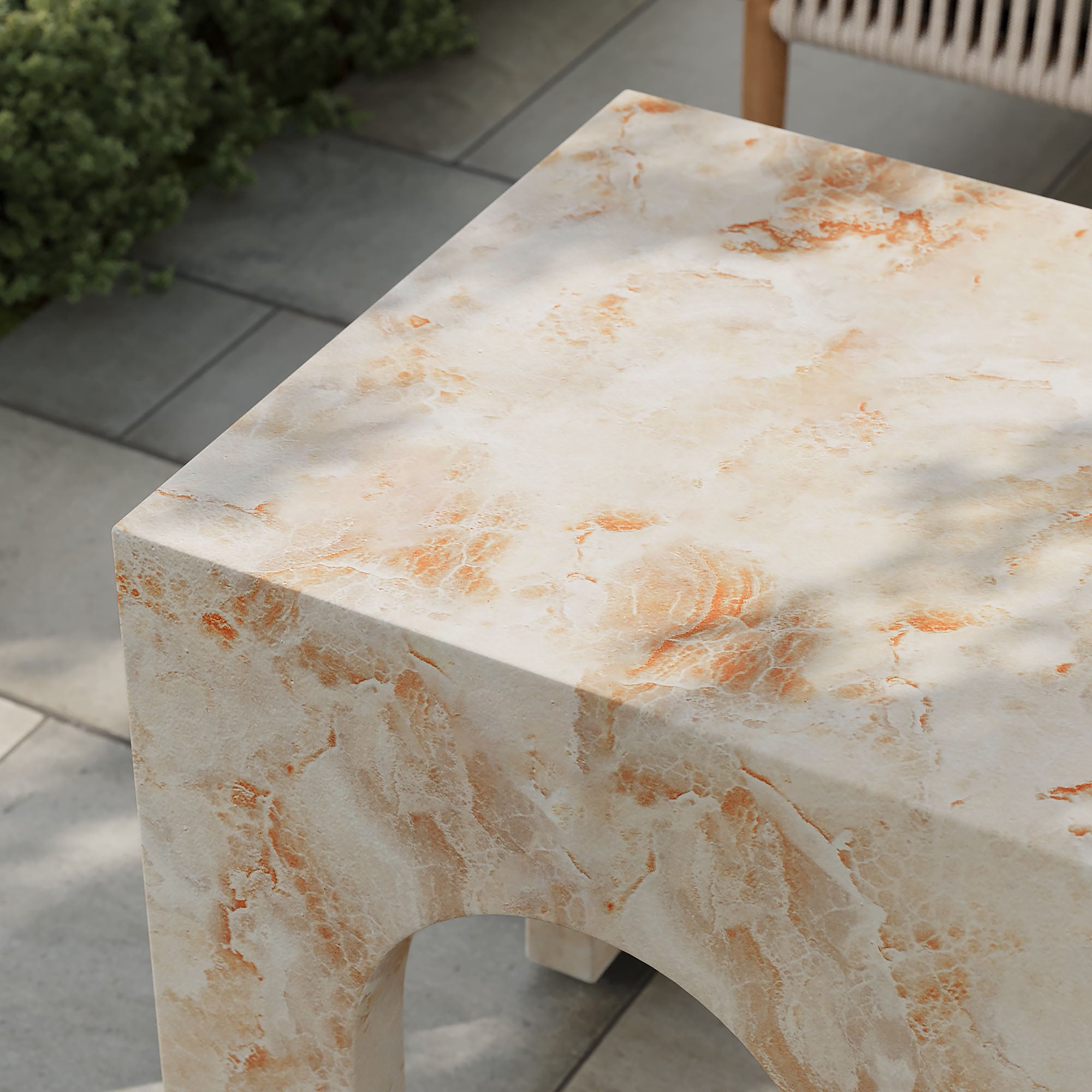 Valen Square Indoor - Outdoor Patio Arched Concrete Side Table