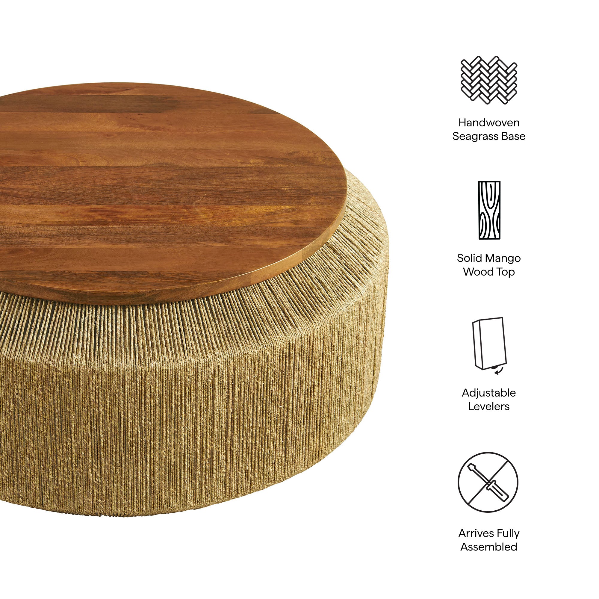 Maris Seagrass and Wood Coffee Table