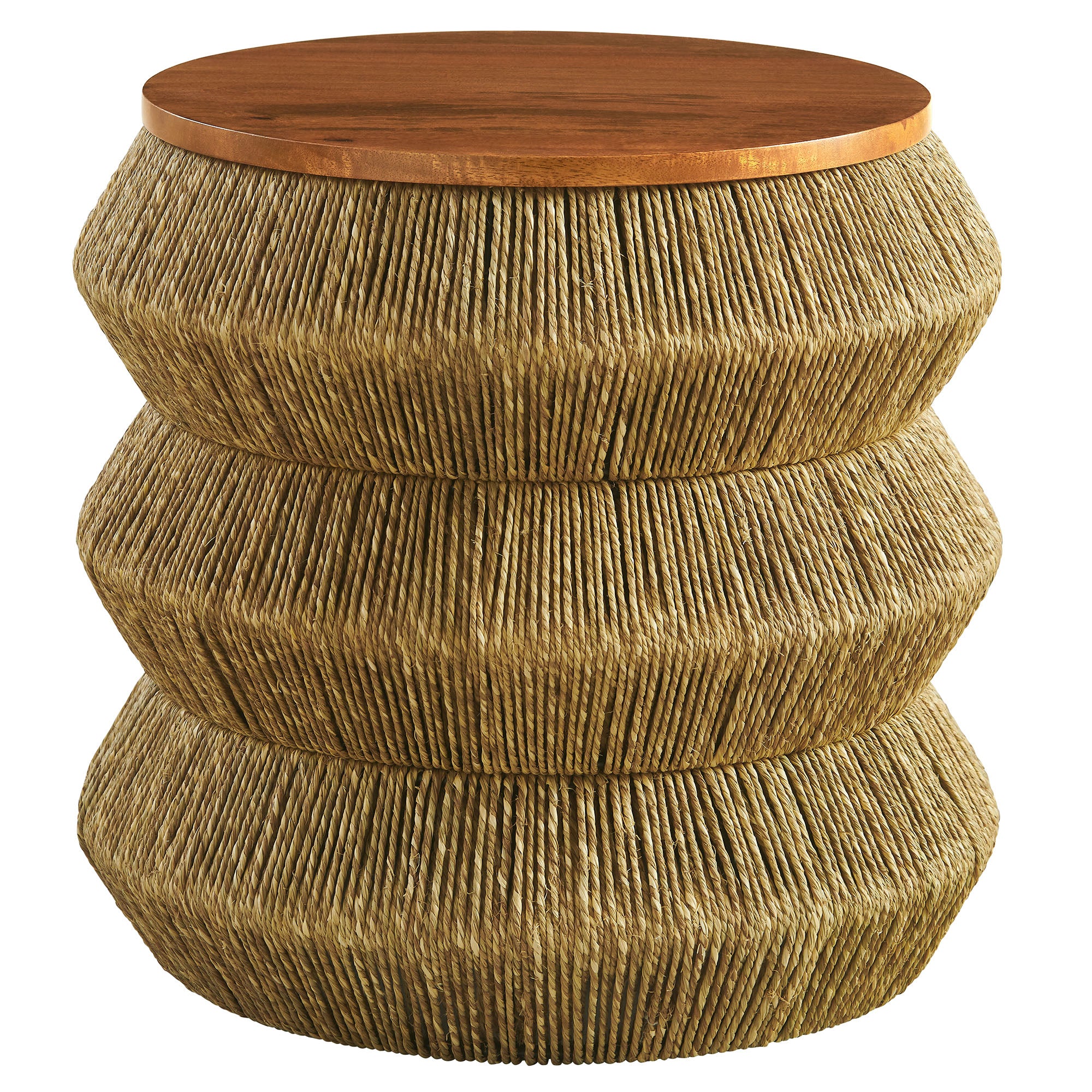 Maris Seagrass and Wood End Table