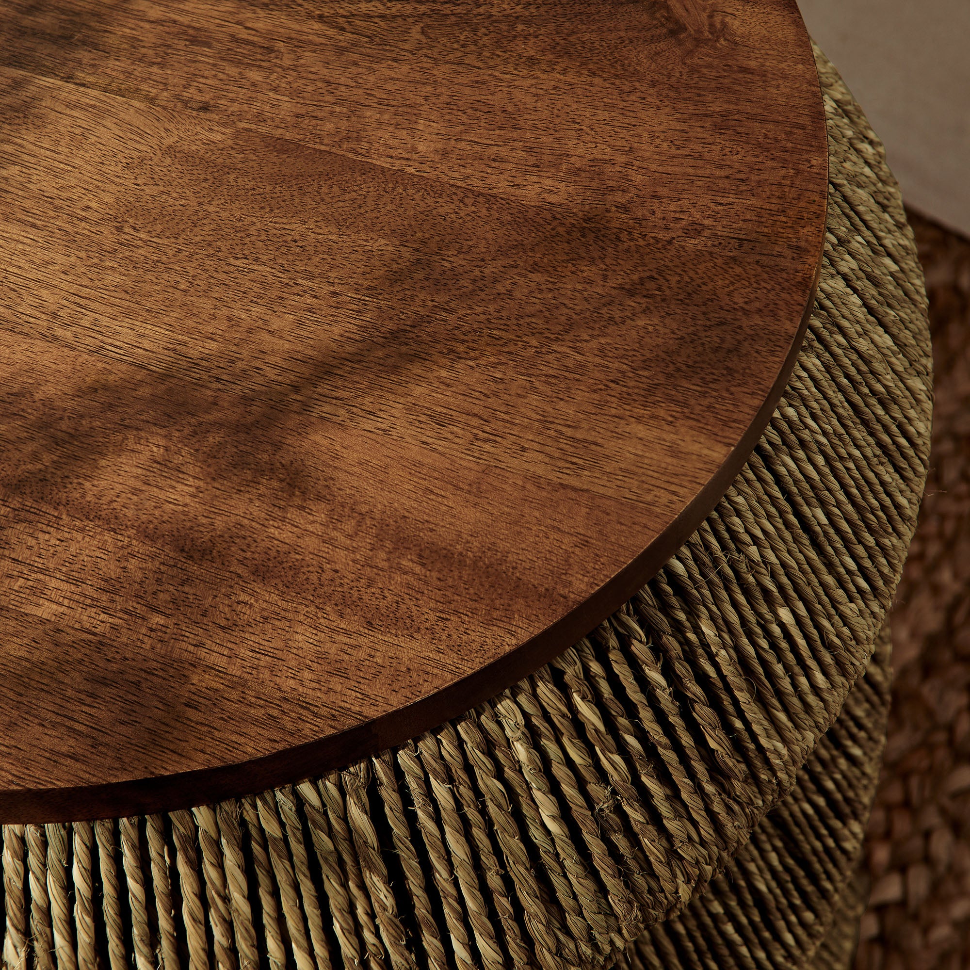 Maris Seagrass and Wood End Table