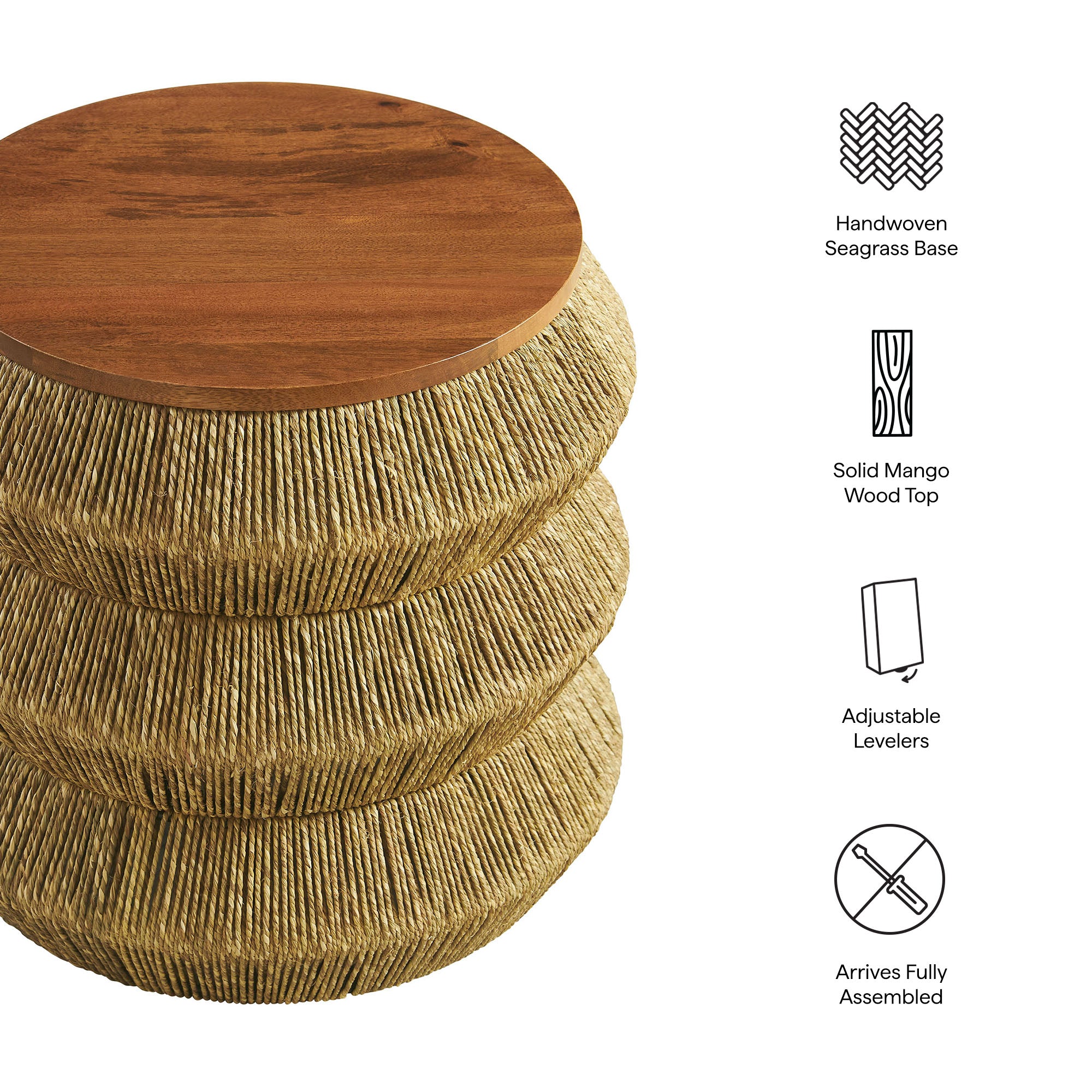 Maris Seagrass and Wood End Table