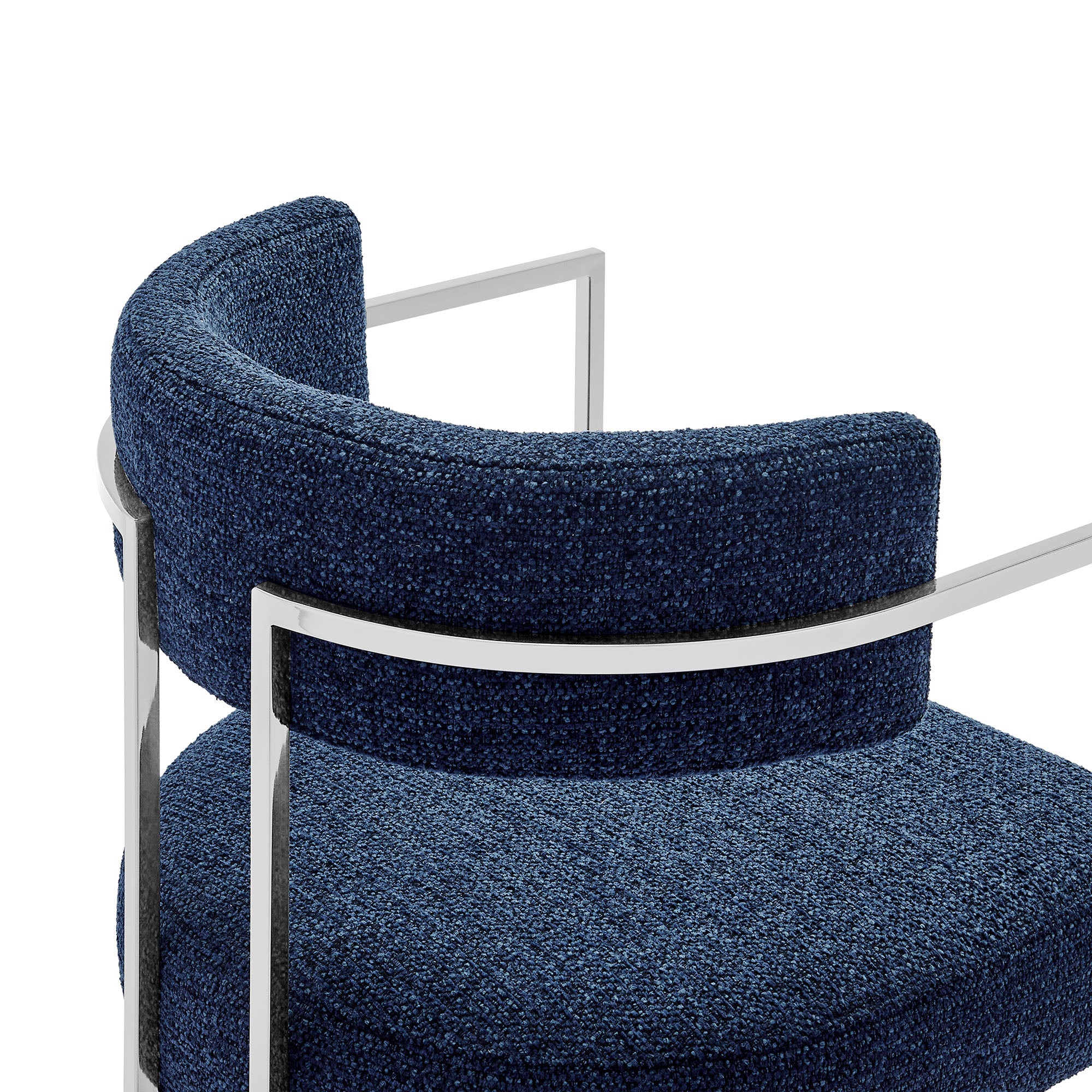 Huron Curved Back Fabric and Metal Dining Accent Chair