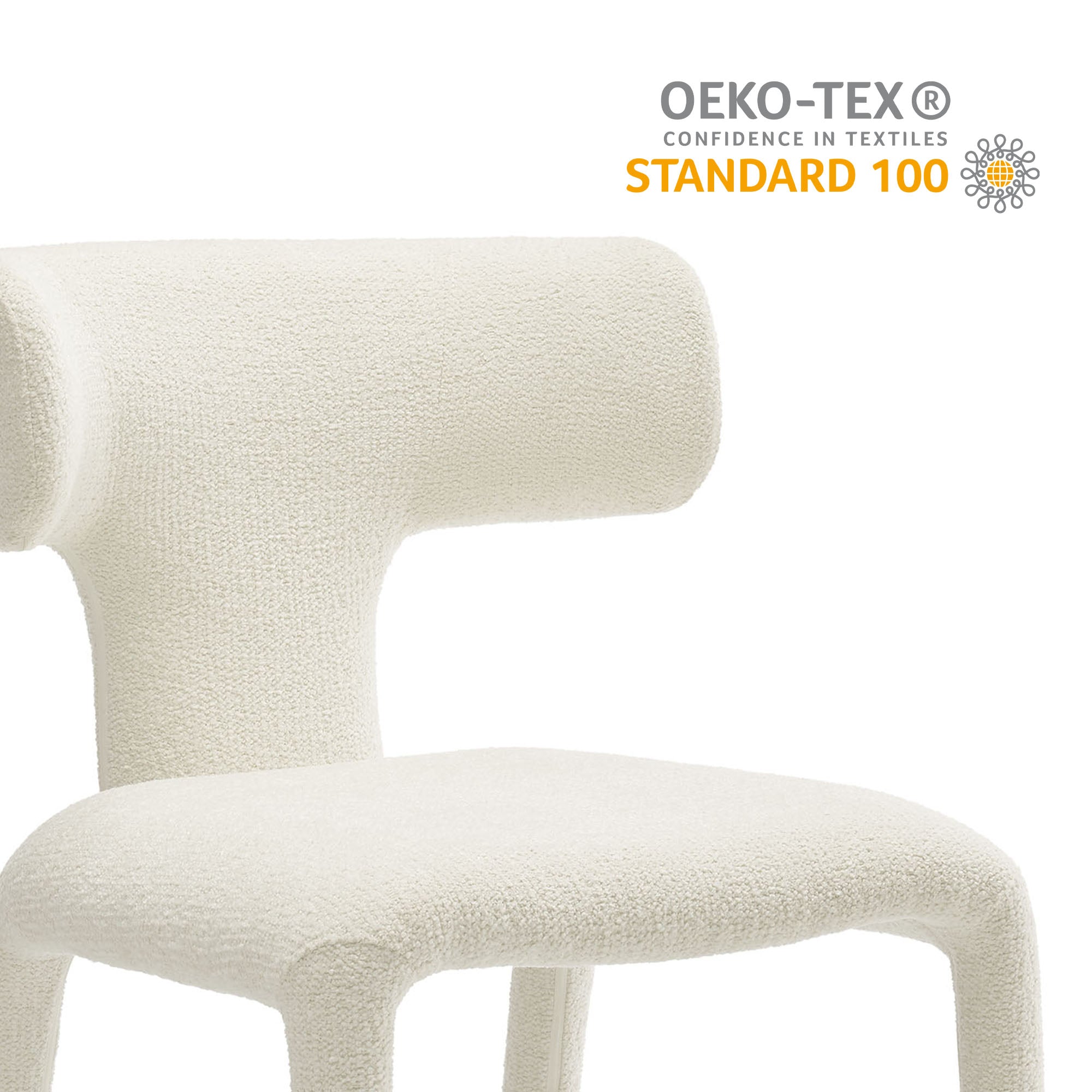Stellan Curved Back Boucle Upholstered Dining Chair Set of 2