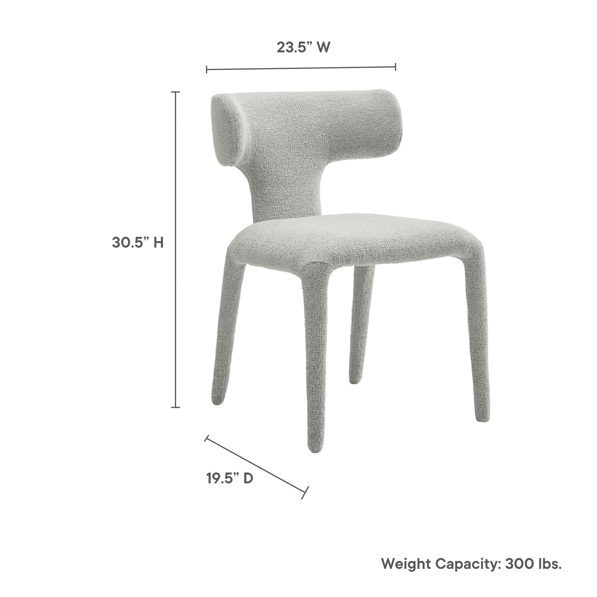 Stellan Curved Back Boucle Upholstered Dining Chair Set of 2