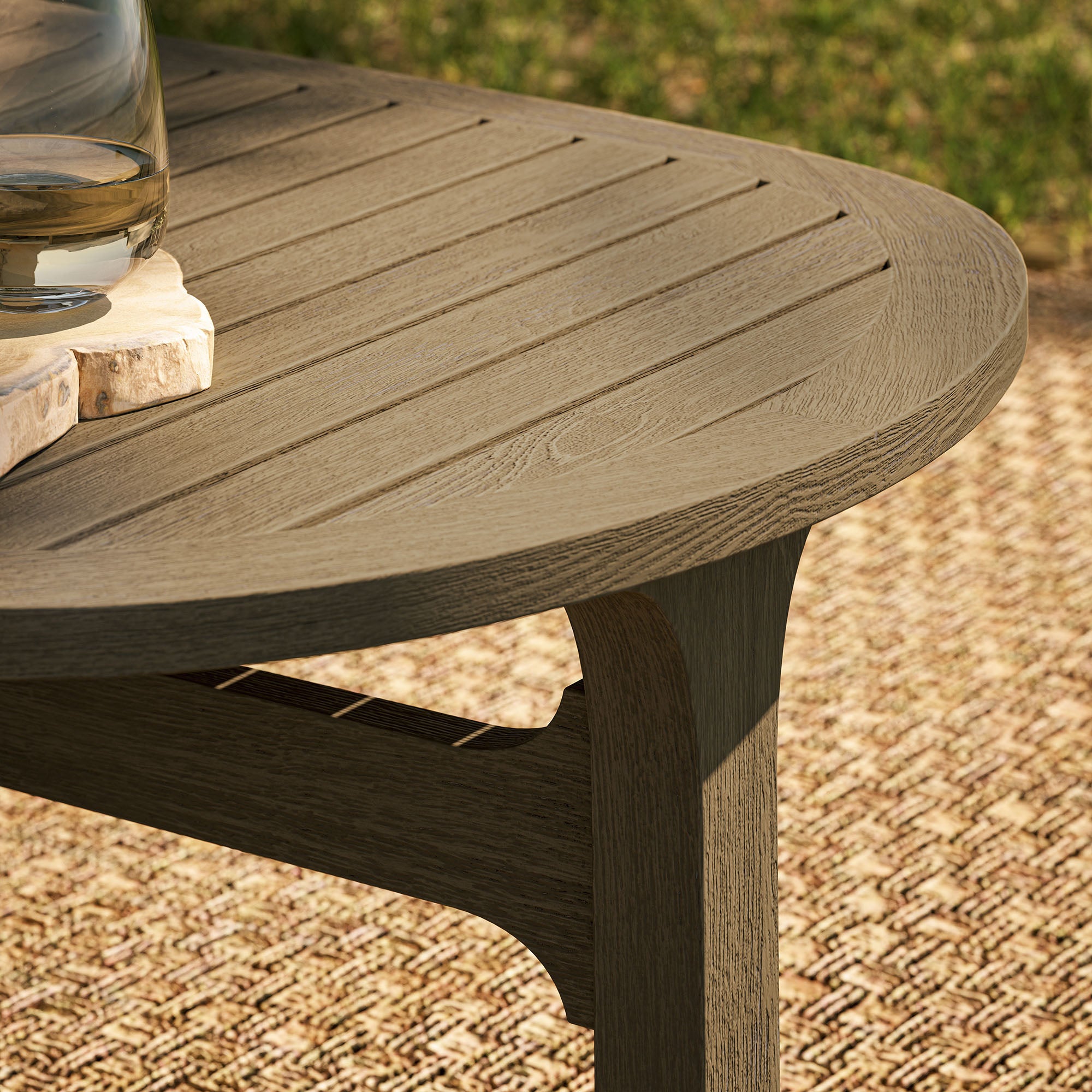 Saratoga Oval Outdoor Patio Teak Wood Coffee Table