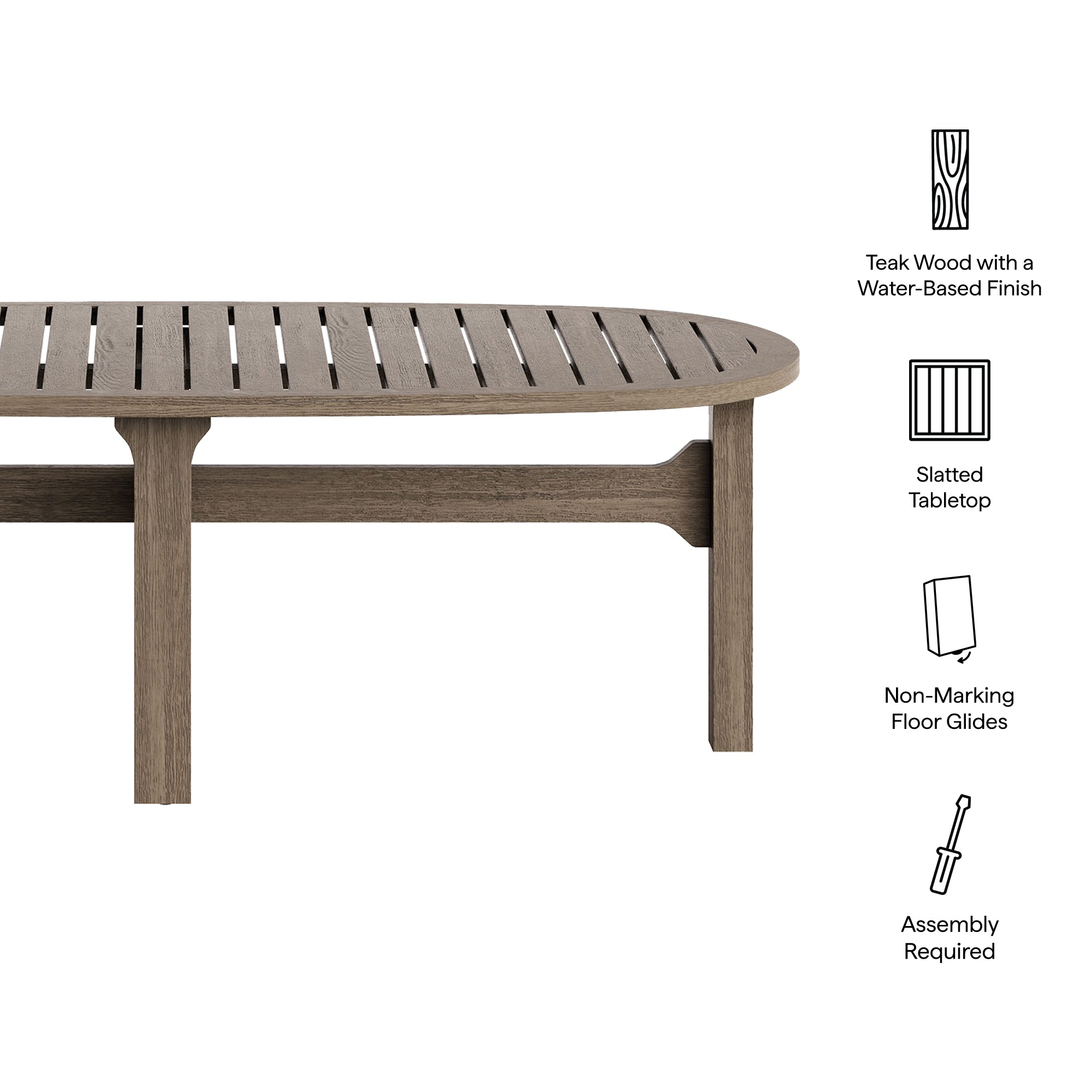 Saratoga Oval Outdoor Patio Teak Wood Coffee Table