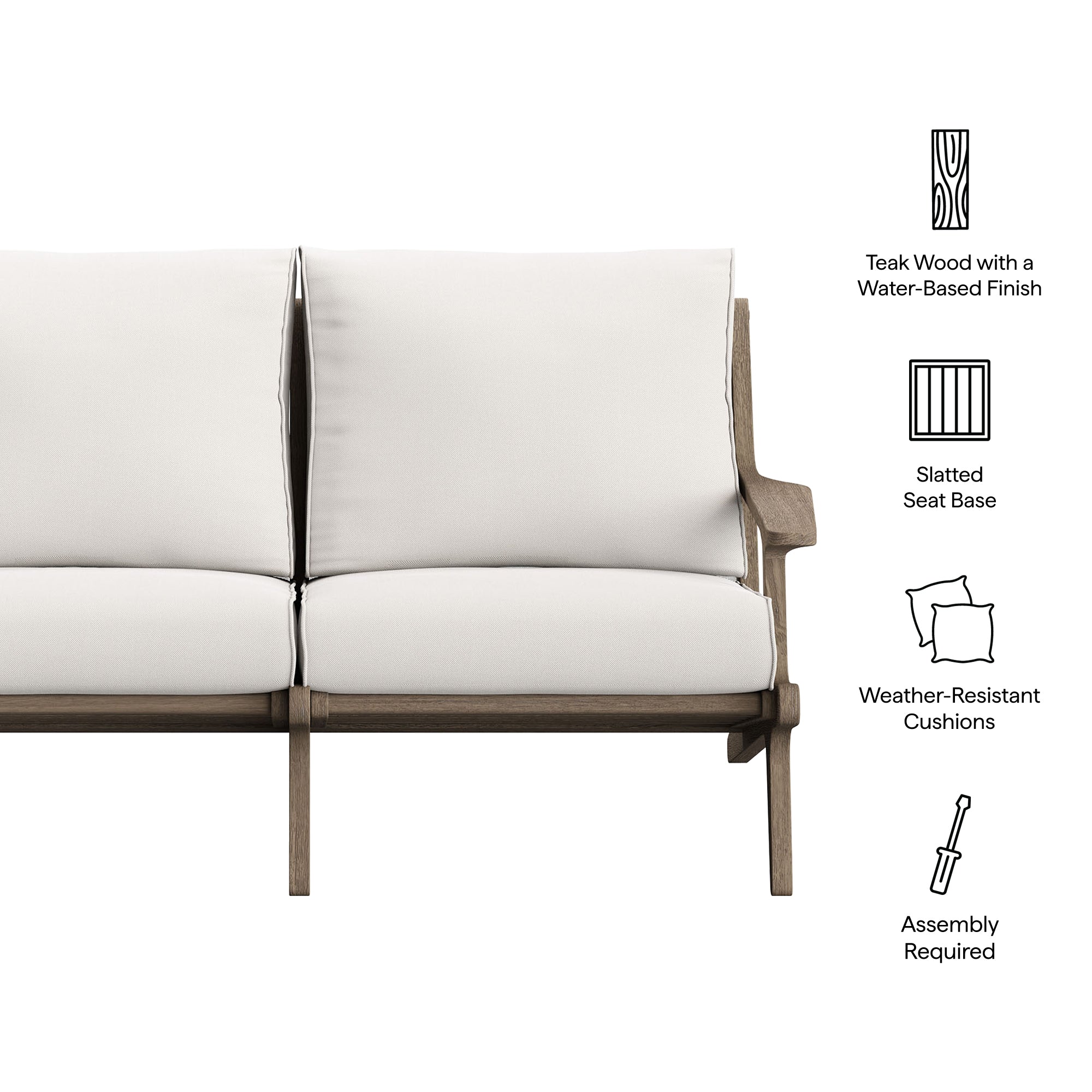 Saratoga Outdoor Patio Teak Wood Loveseat