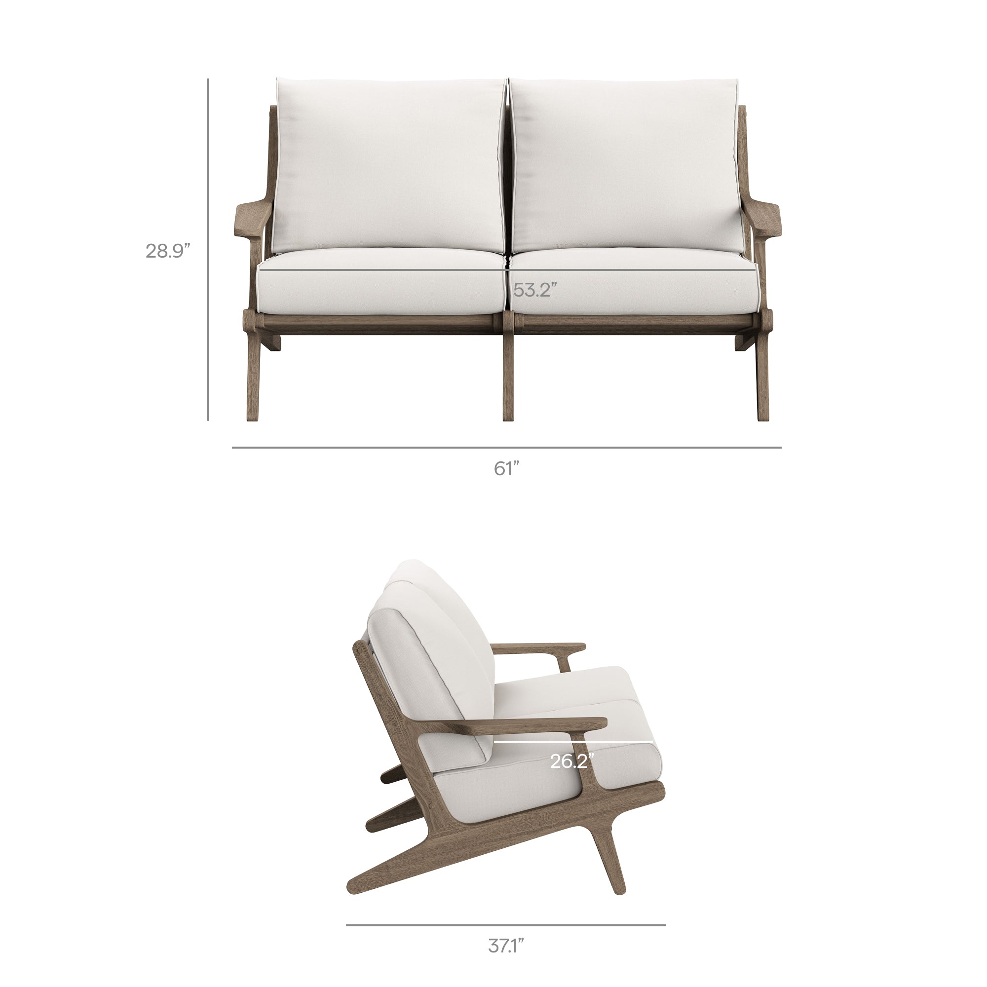 Saratoga Outdoor Patio Teak Wood Loveseat