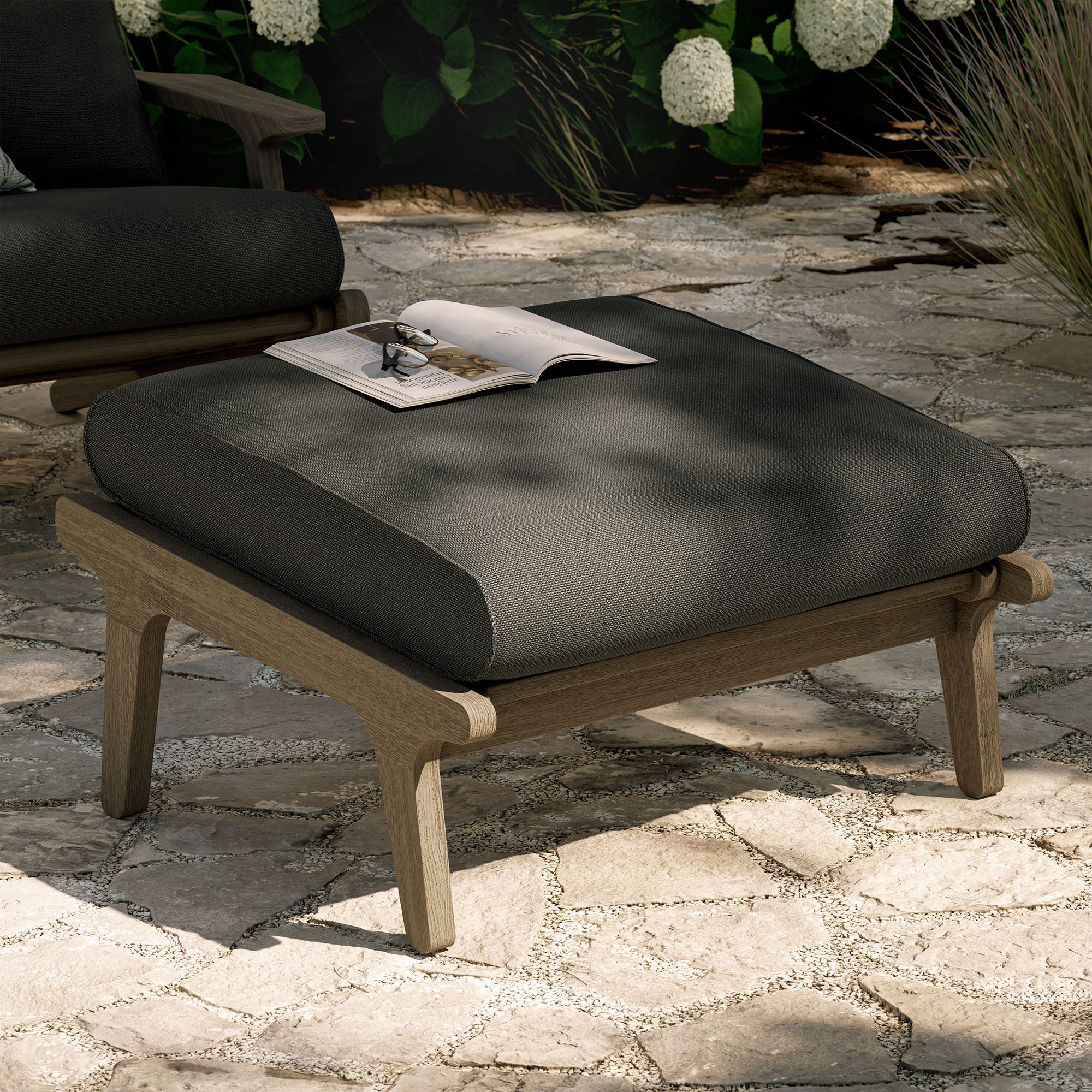 Saratoga Outdoor Patio Teak Ottoman