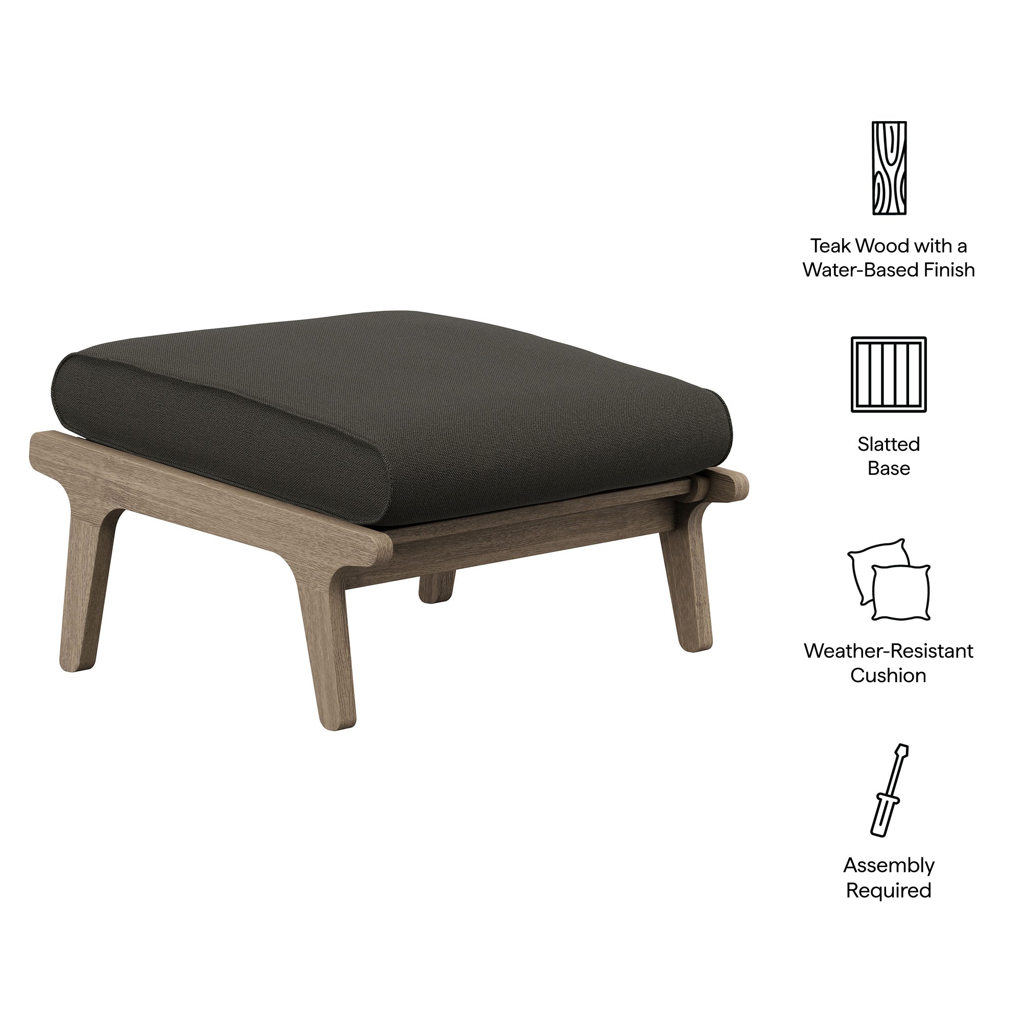 Saratoga Outdoor Patio Teak Ottoman