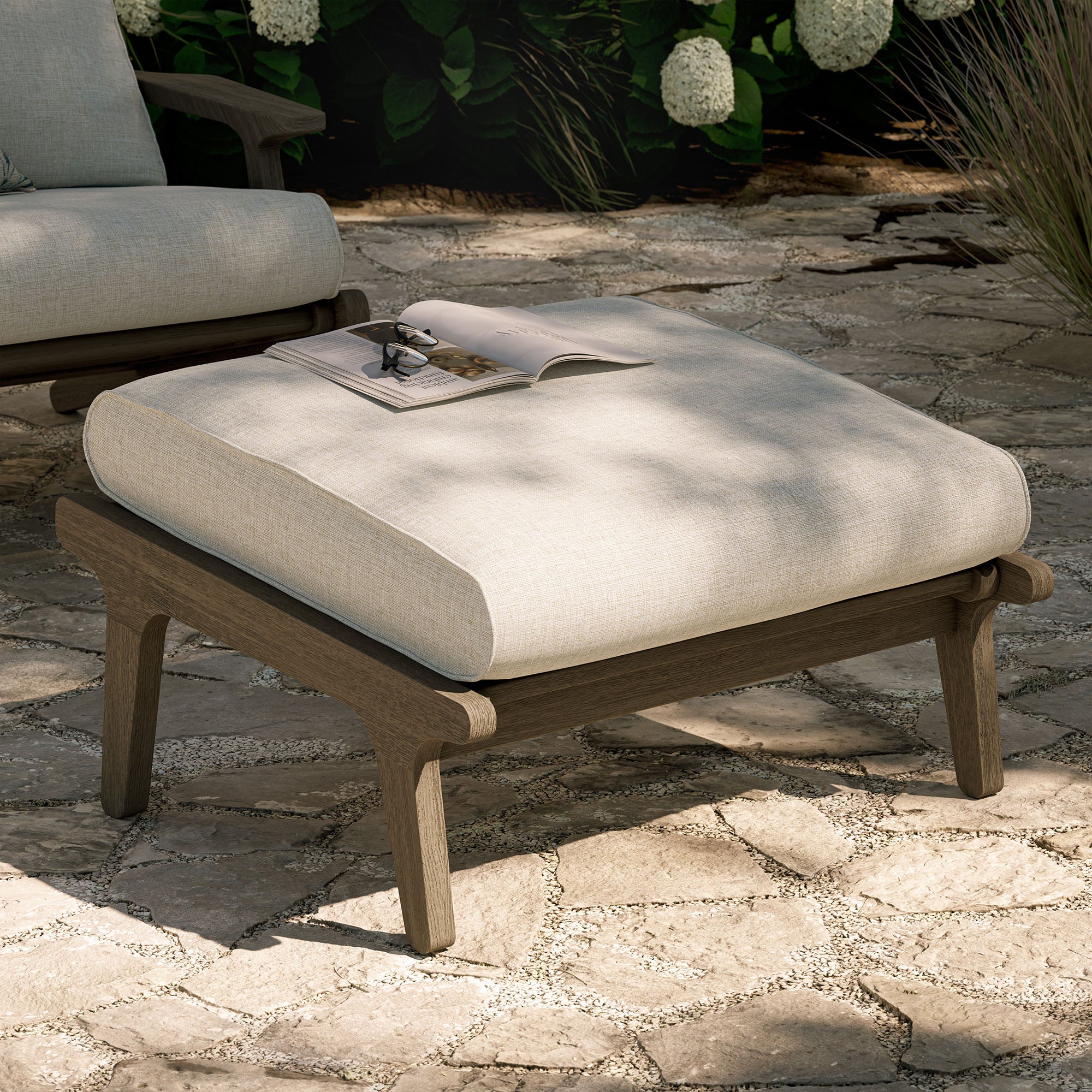 Saratoga Outdoor Patio Teak Ottoman