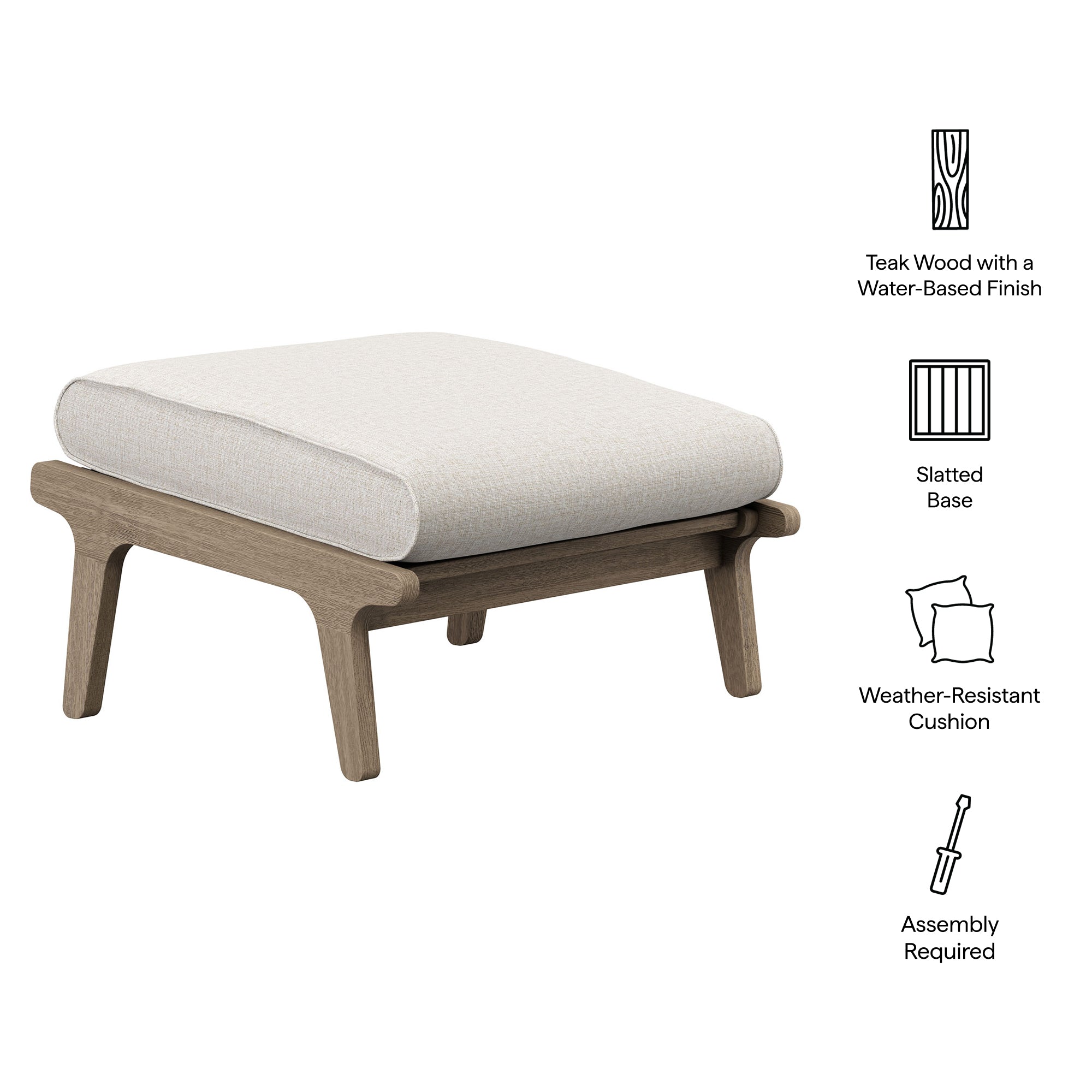 Saratoga Outdoor Patio Teak Ottoman