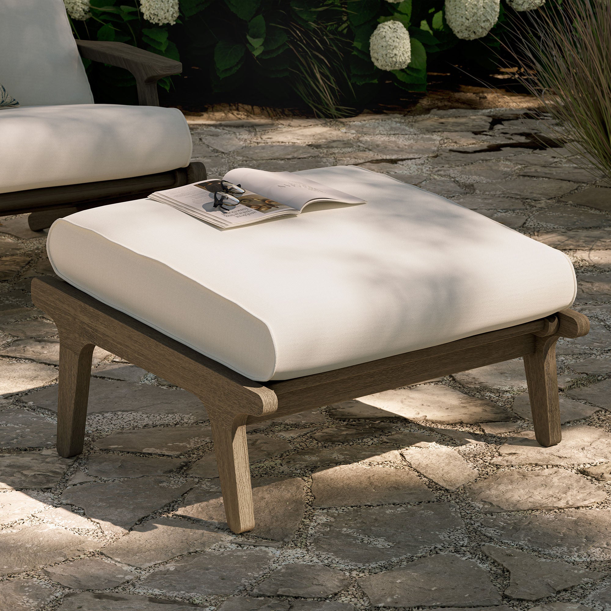 Saratoga Outdoor Patio Teak Ottoman