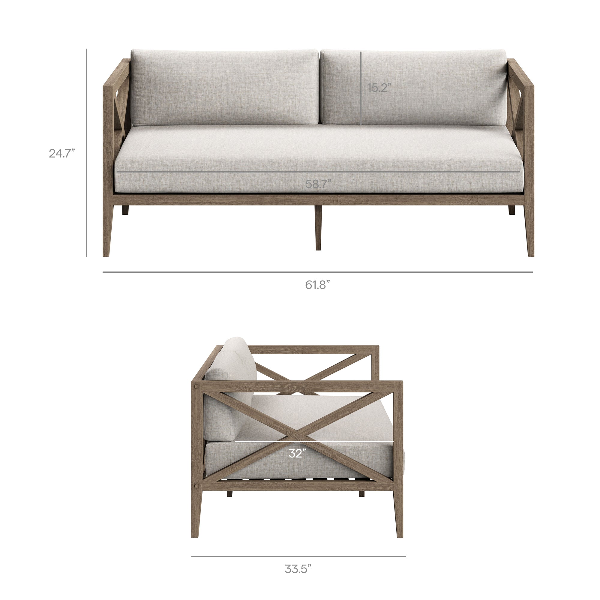 Northlake Outdoor Patio Teak Loveseat