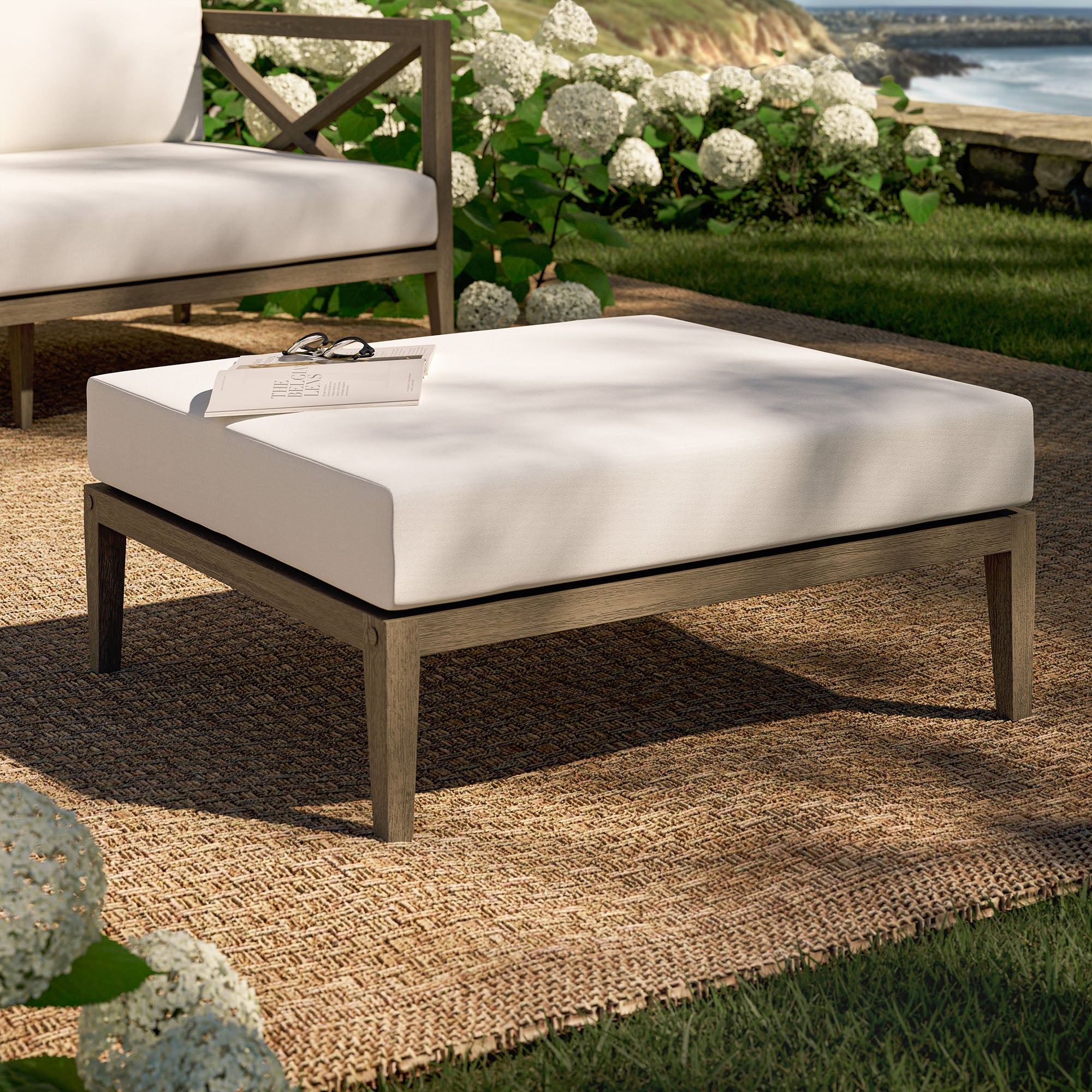 Northlake Outdoor Patio Teak Ottoman