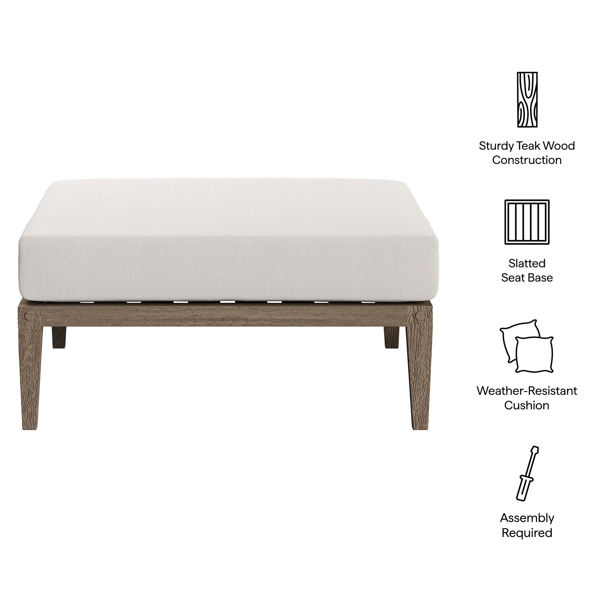 Northlake Outdoor Patio Teak Ottoman
