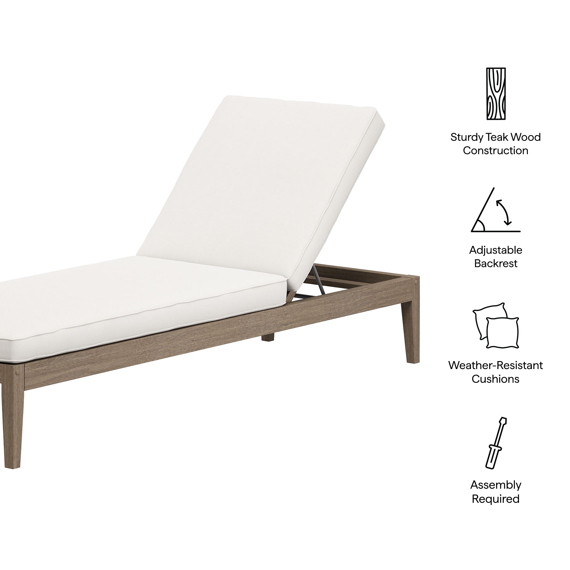 Northlake Outdoor Patio Teak Chaise Lounge