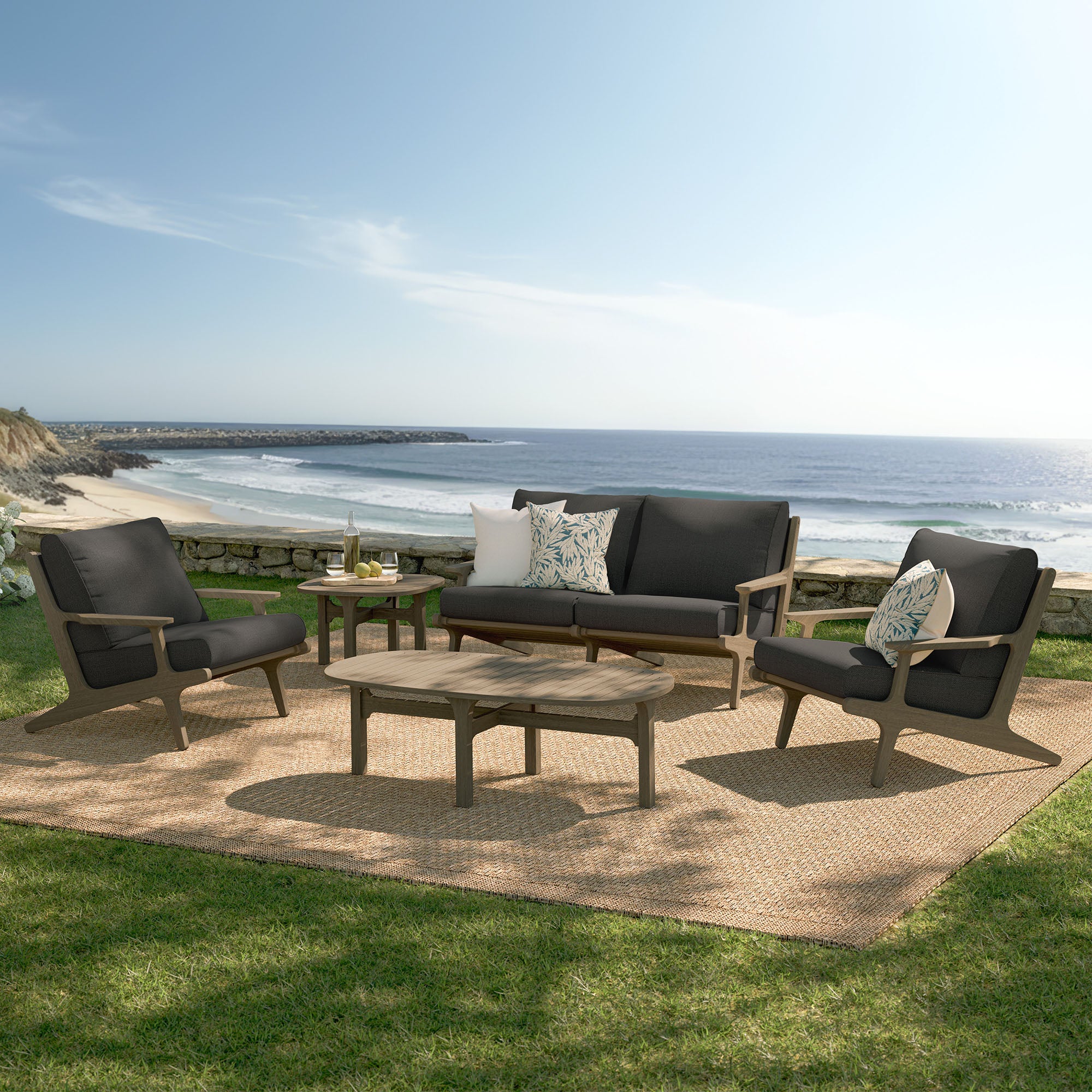 Saratoga 5-Piece Outdoor Patio Teak Wood Furniture Set