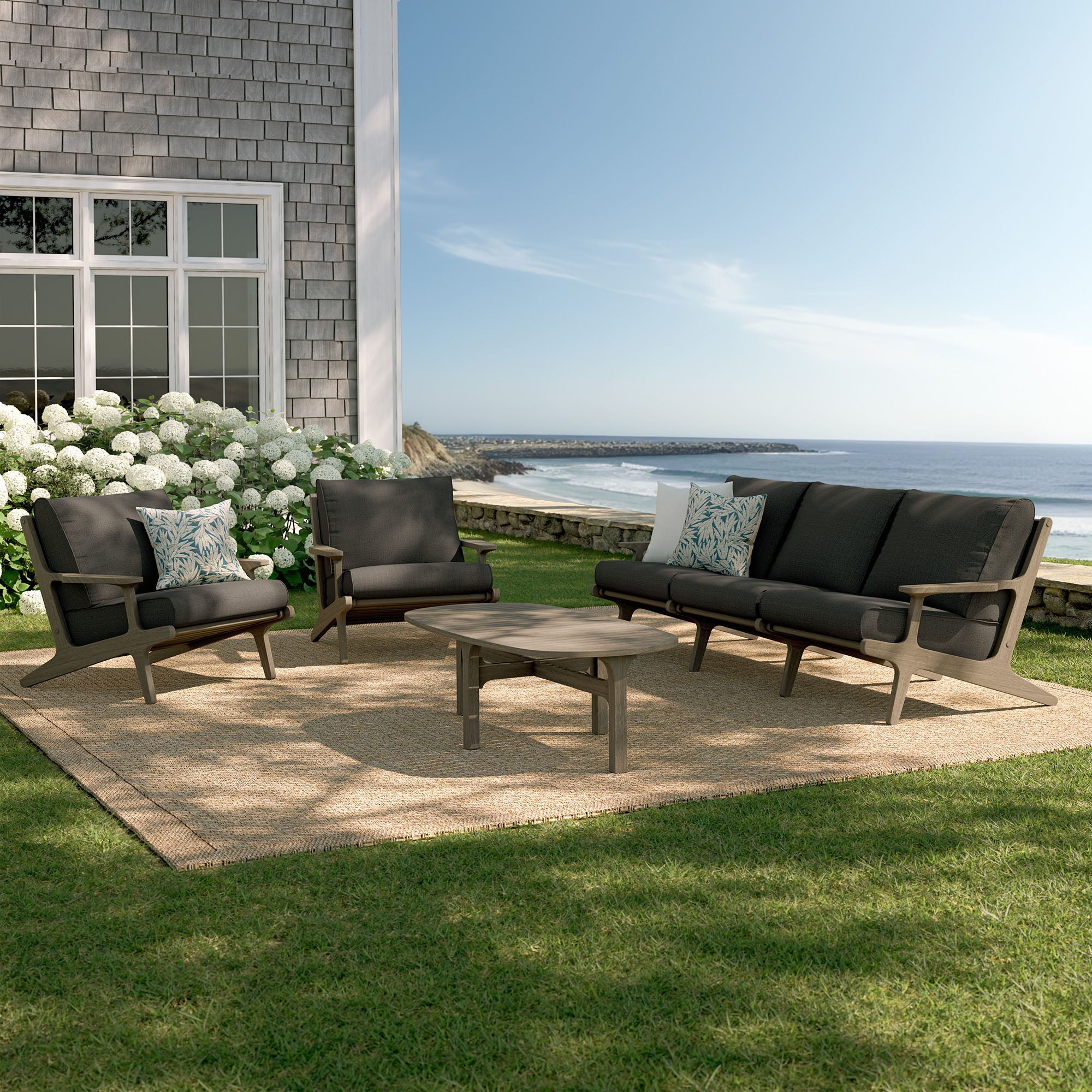 Saratoga 4-Piece Outdoor Patio Teak Wood Furniture Set