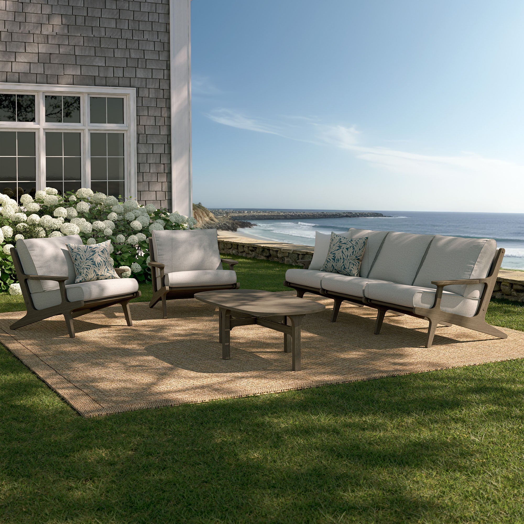 Saratoga 4-Piece Outdoor Patio Teak Wood Furniture Set
