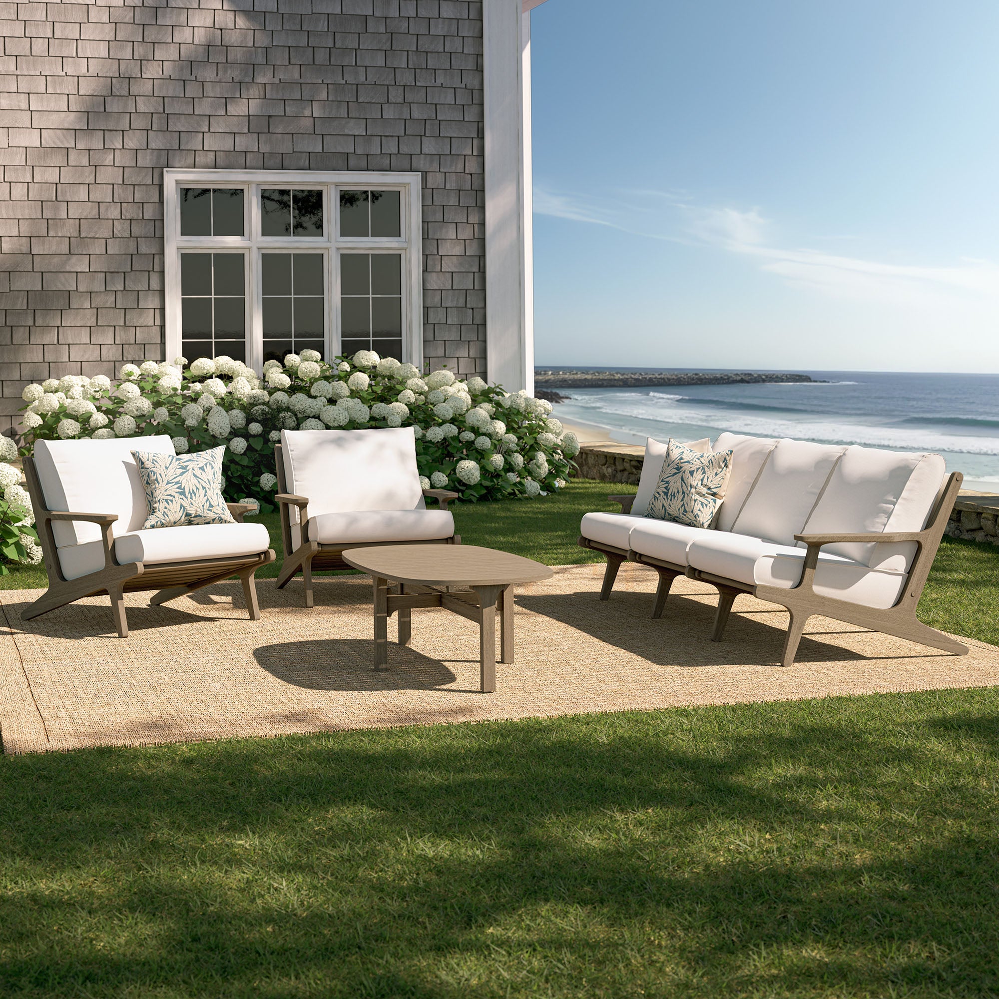 Saratoga 4-Piece Outdoor Patio Teak Wood Furniture Set