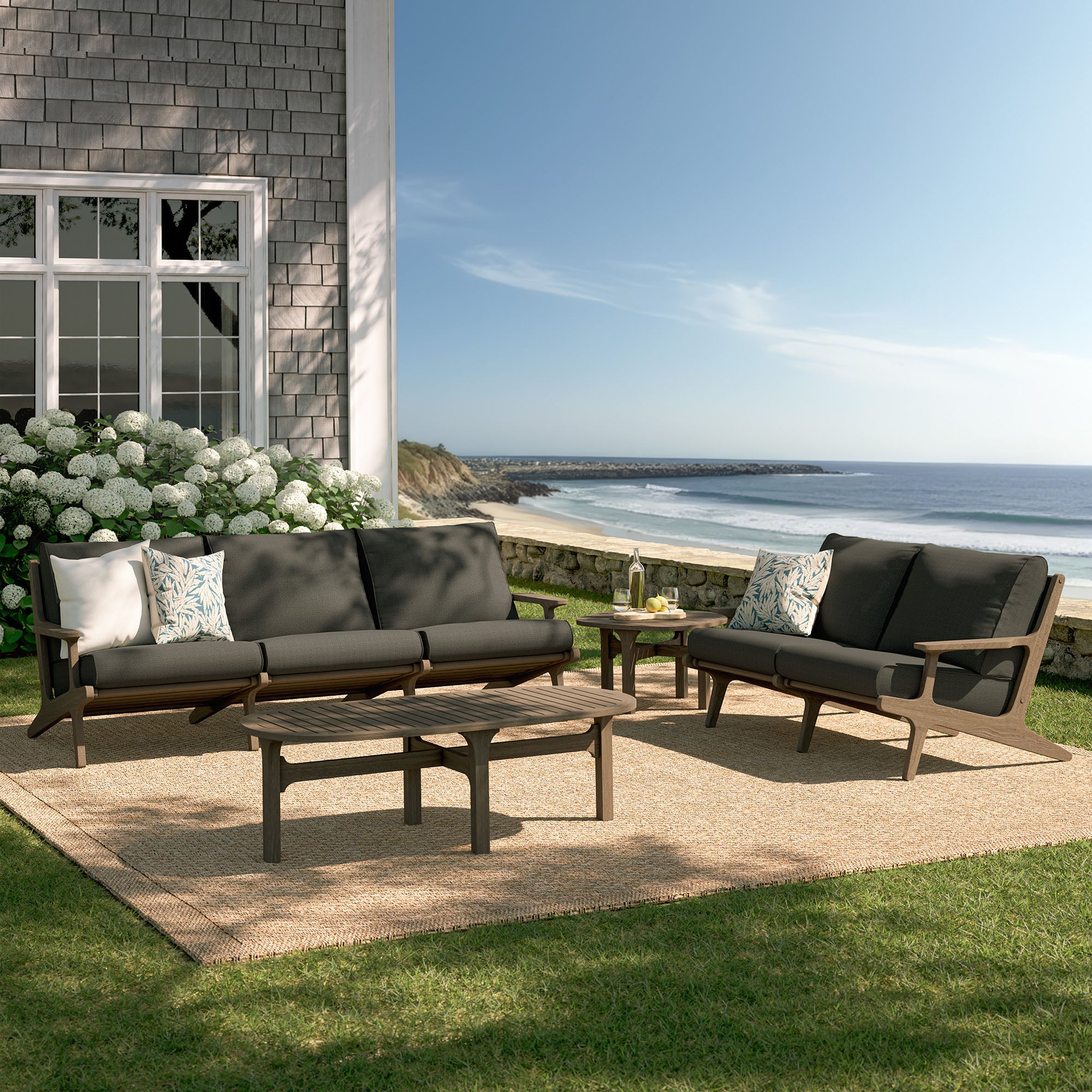 Saratoga 4-Piece Outdoor Patio Teak Wood Furniture Set